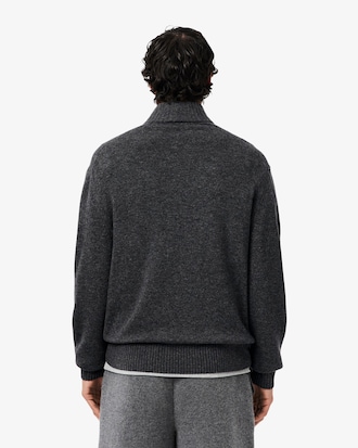 Pullover aus Tuchwolle mit Reißverschluss und hohem Kragen