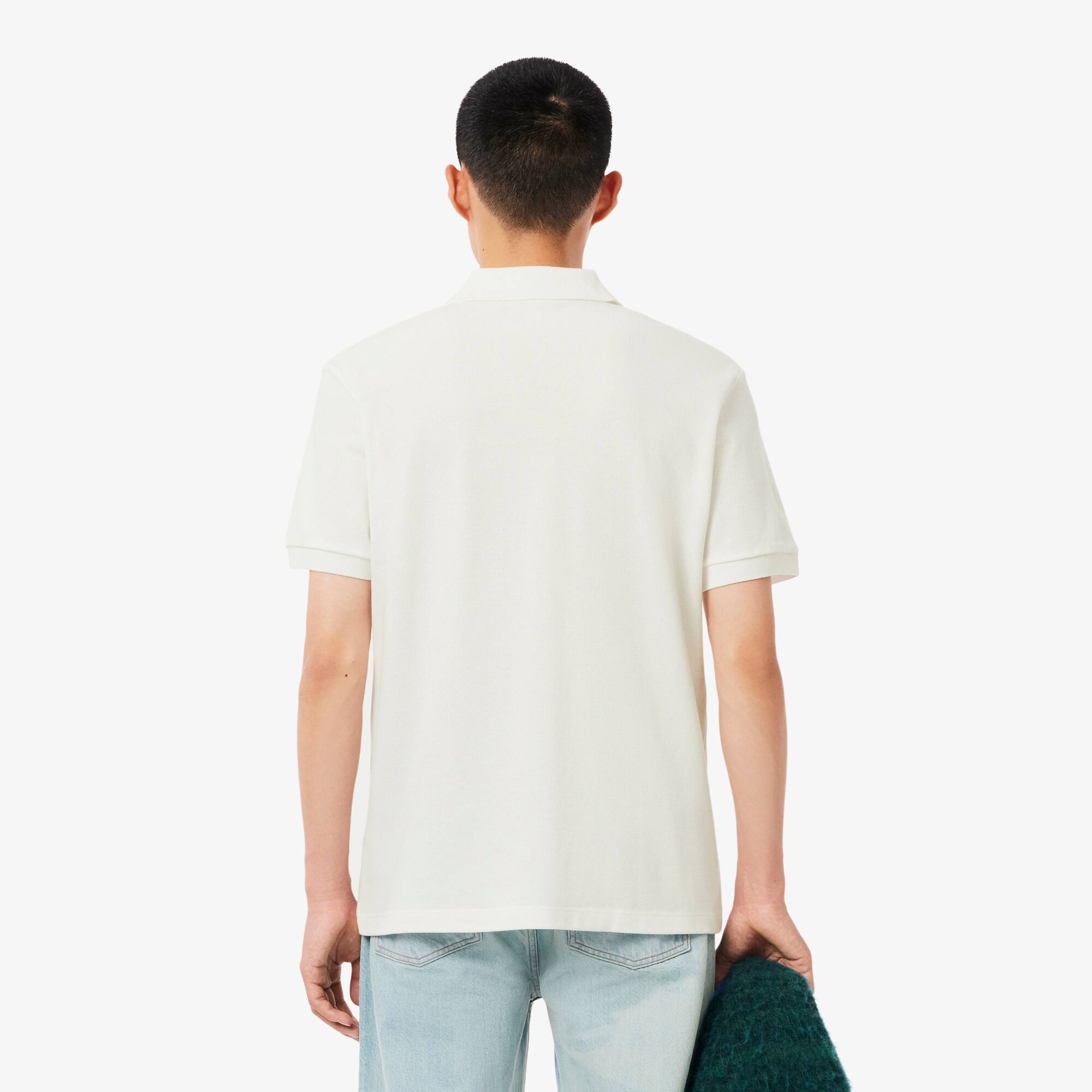 Thumbnail - Lacoste Classic Fit-Polohemd aus Piqué mit Krokodil und Landschaft - Weiß Size L