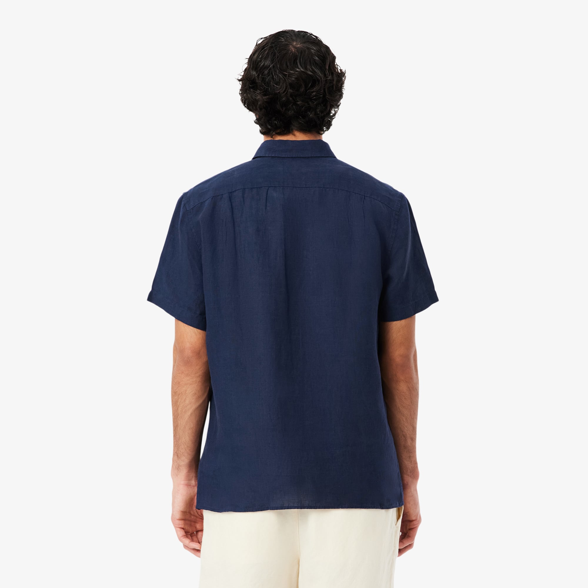 Thumbnail - Lacoste Leinenhemd mit kurzen Ärmeln - Navy Blau Size 38