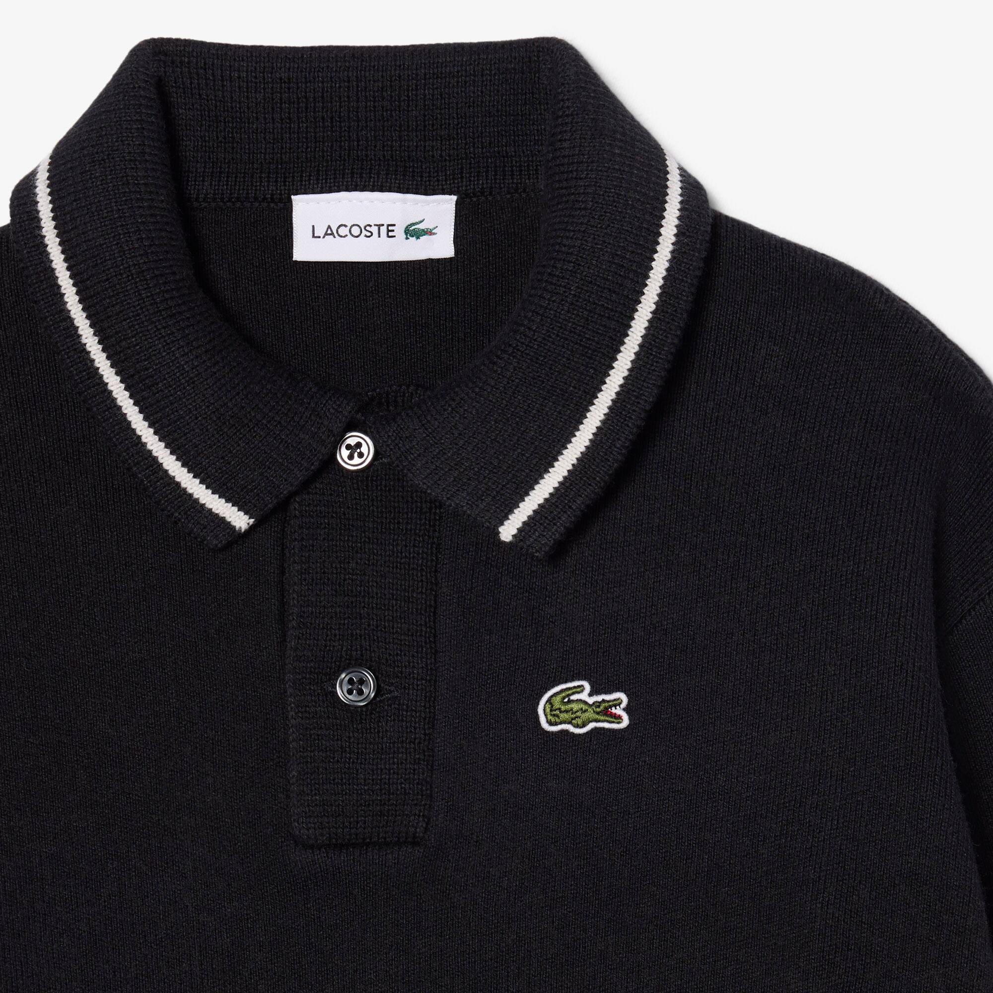 Thumbnail - Lacoste Polohemd aus Baumwoll- und Wollmischgewebe mit langen Ärmeln - Schwarz Size 4 - 4A