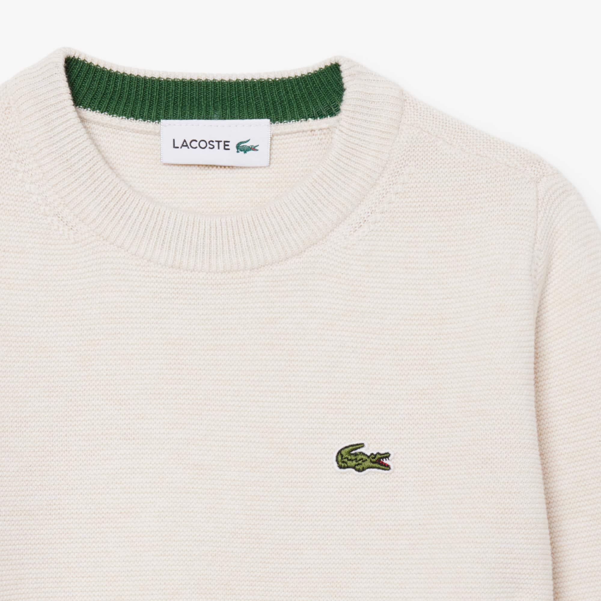 Thumbnail - Lacoste Unisex Pullover aus Baumwolle mit Rundhalsausschnitt - Creme Size 2 - 2A