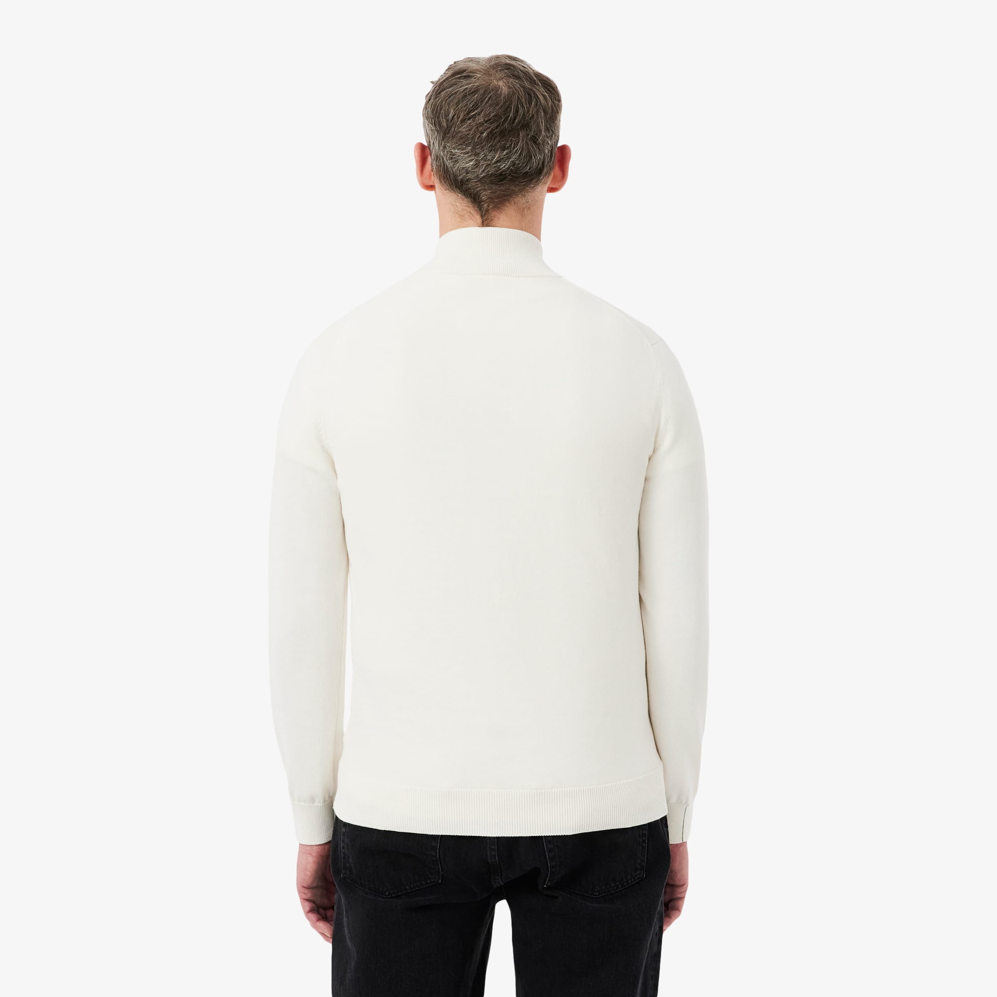 Thumbnail - Lacoste Pullover aus Baumwolle mit Reißverschluss und hohem Kragen - Weiß Size 4XL