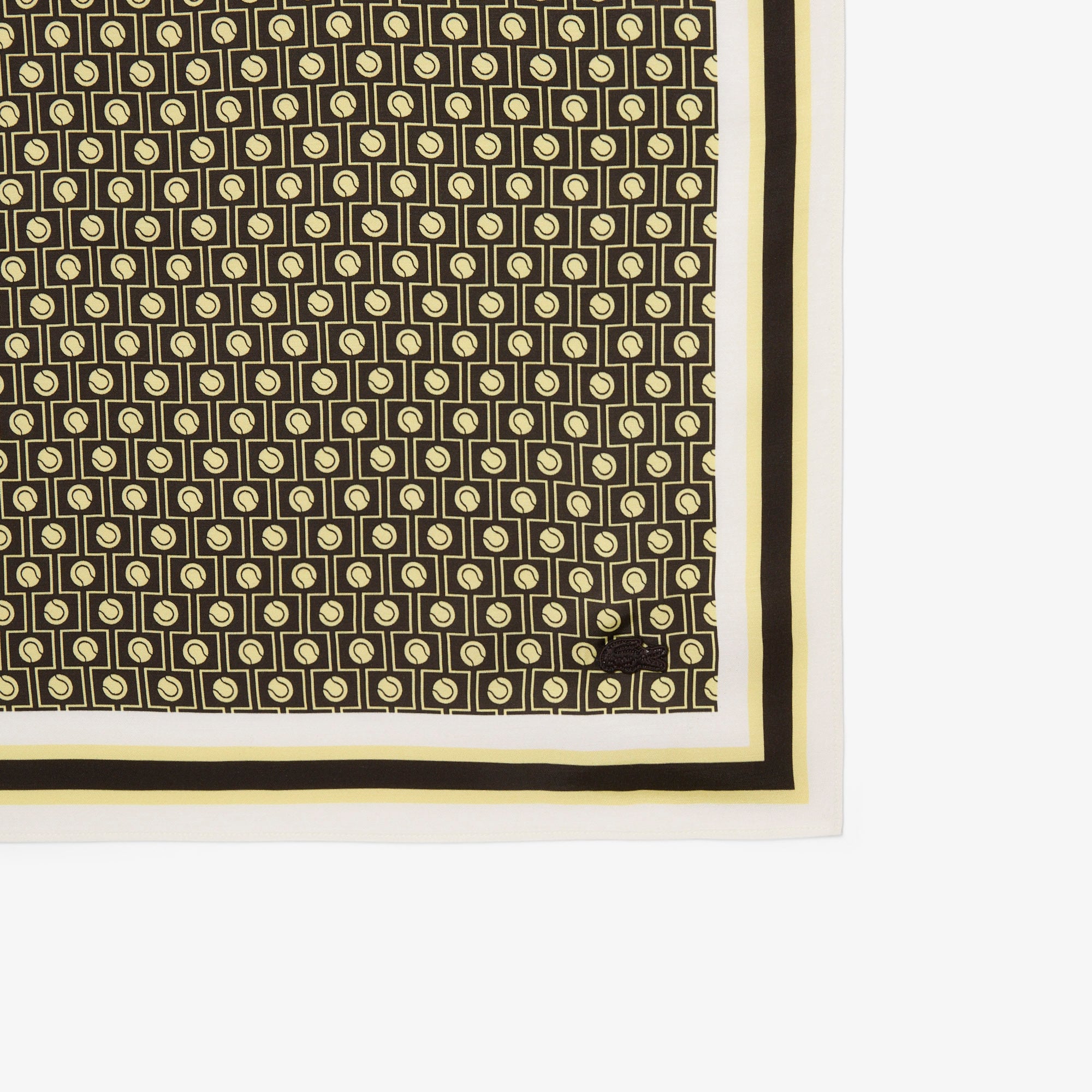 Thumbnail - Lacoste Printed Tennis Scarf - Marron / Jaune Size One Size