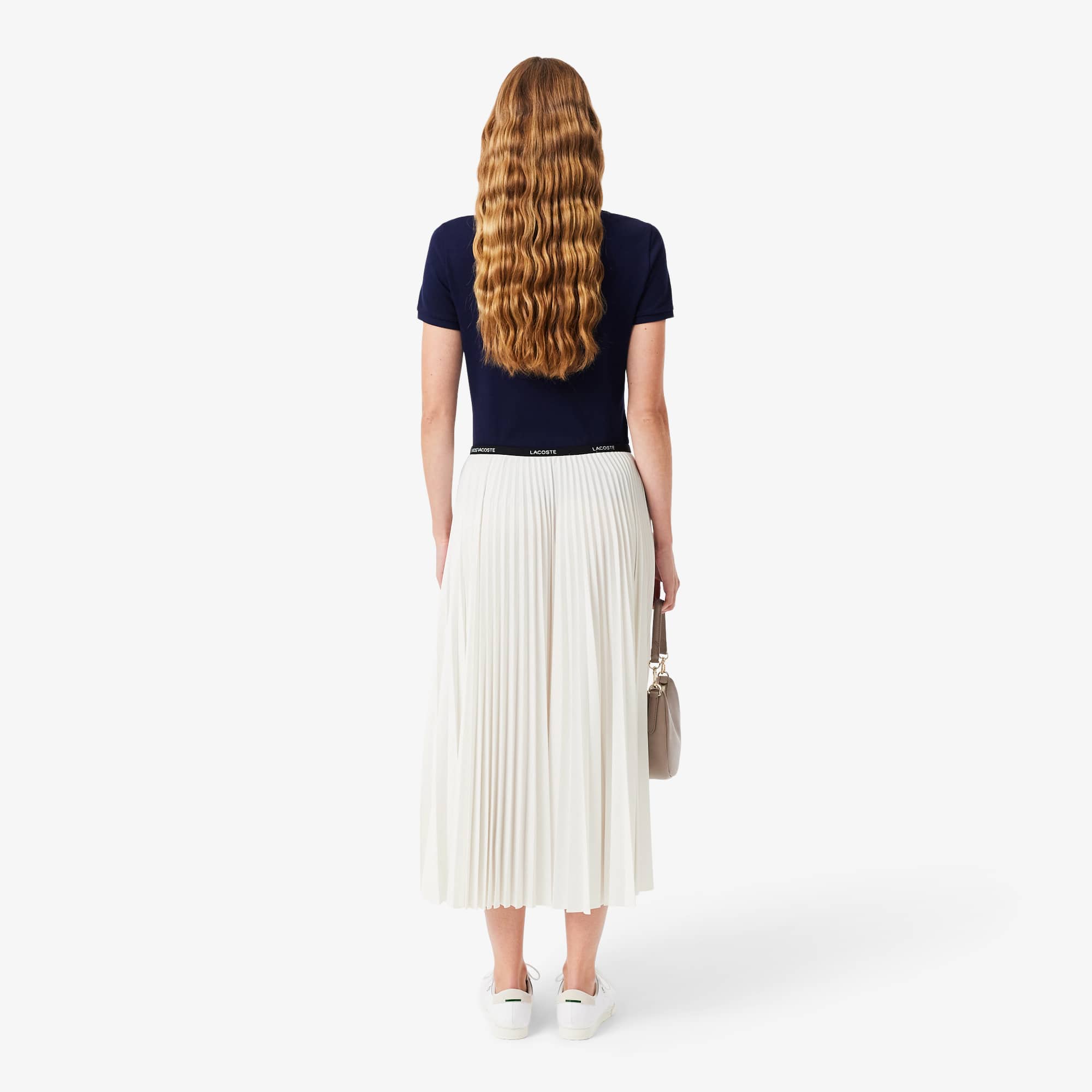 Thumbnail - Lacoste Langer Faltenrock mit elastischem Bund - Weiß Size L