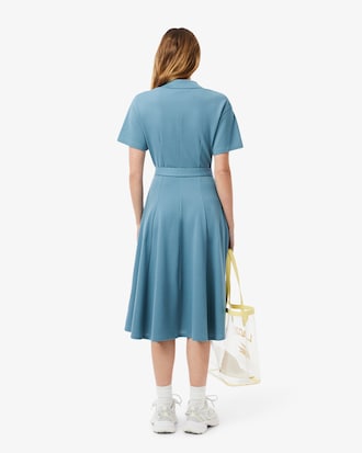 Flared-Polokleid aus Mini-Piqué