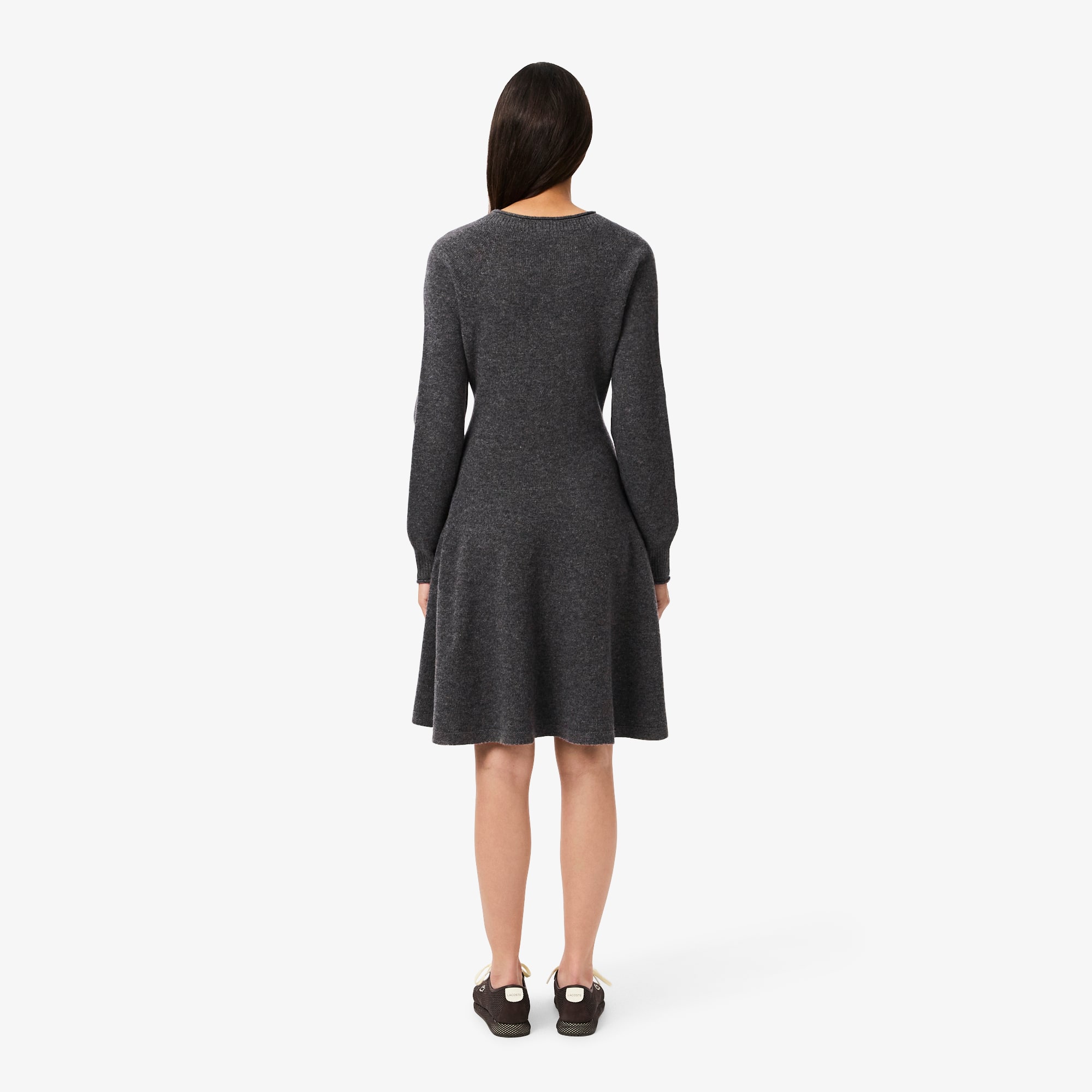 Thumbnail - Lacoste Kurzes, nahtloses Kleid aus Tuchwolle - Heidekraut Grau Size 46