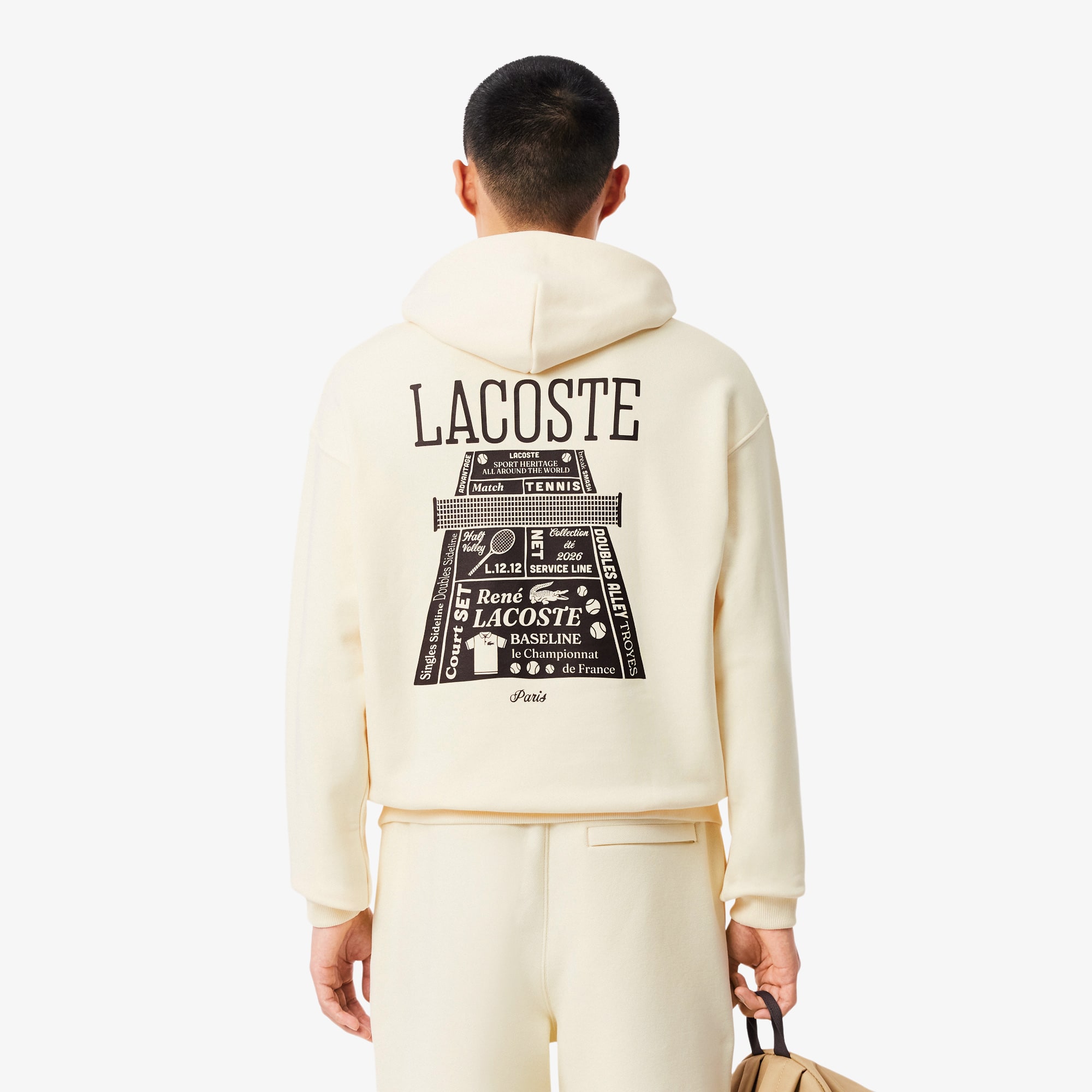 Thumbnail - Lacoste Loose Fit Printed Hoodie - Lemon Beige Size XXL