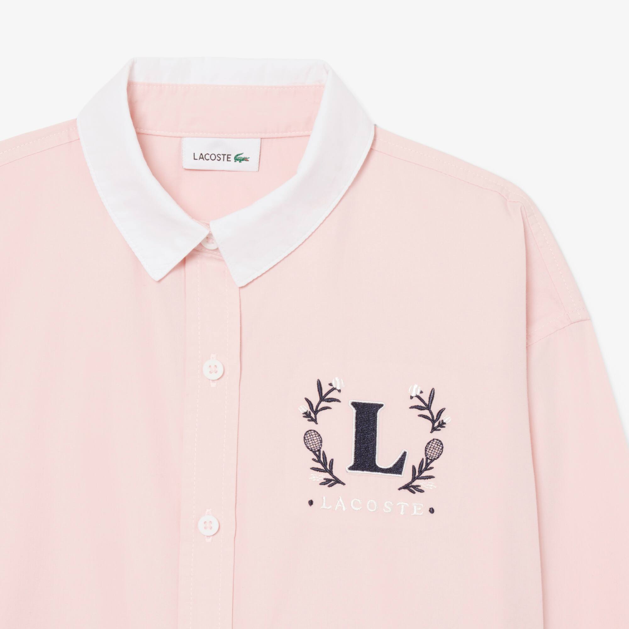 Thumbnail - Lacoste Hemd aus Popeline mit gesticktem Badge - Hellrosa Size 12 - 16A