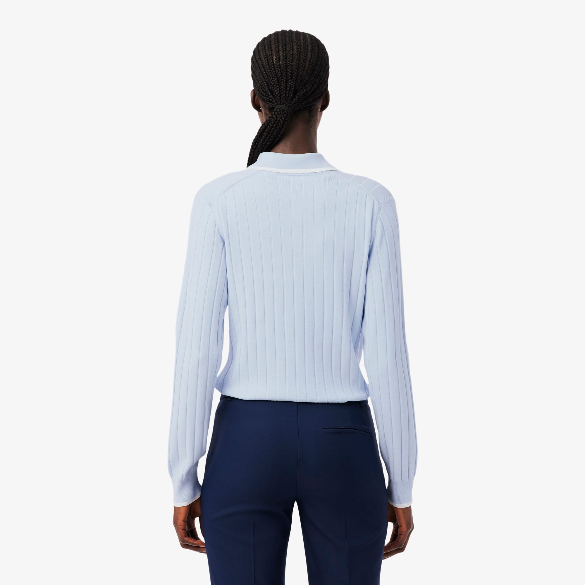 Thumbnail - Lacoste Dehnbarer Golf-Pullover mit Polokragen - Bleu Clair / Blanc Size 32