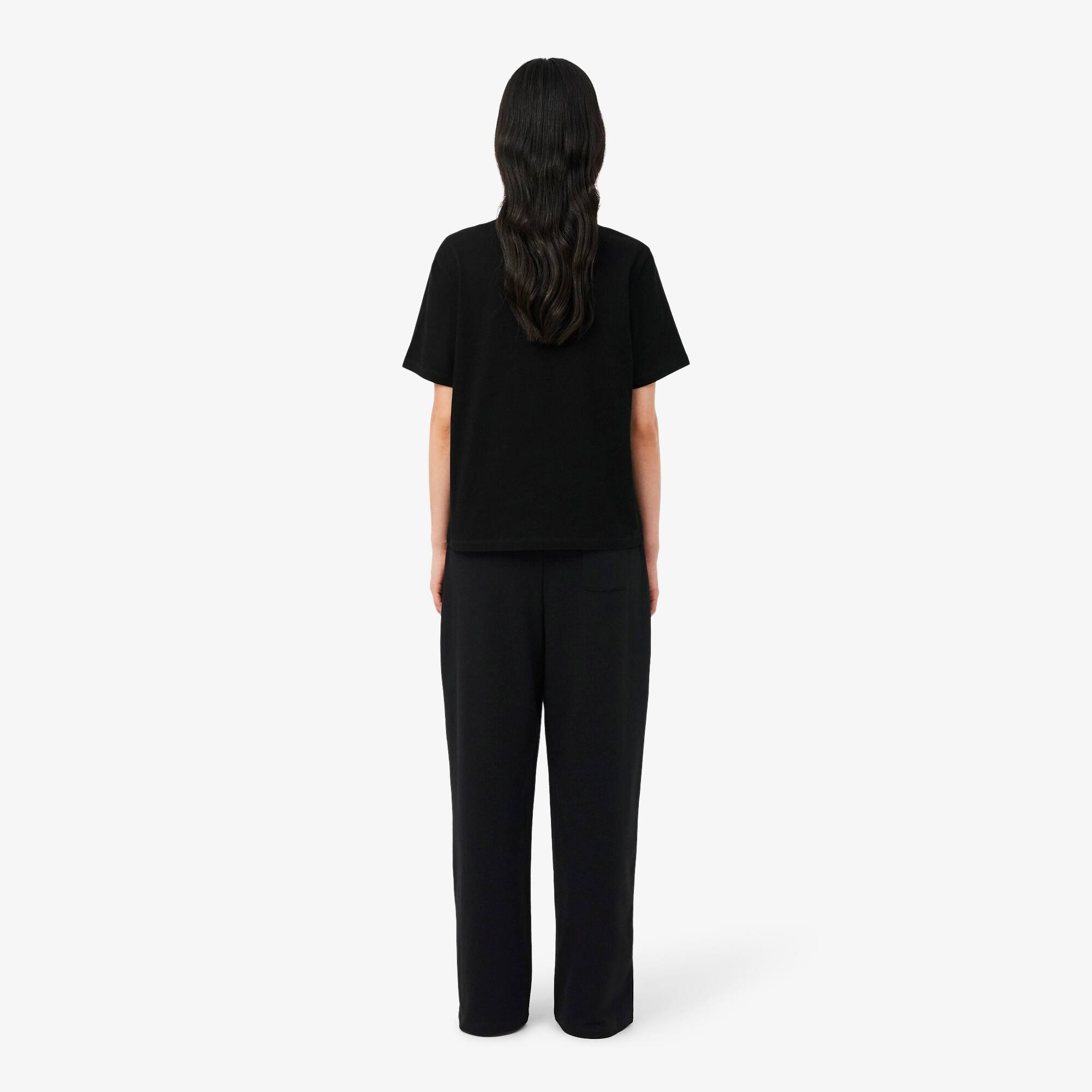 Thumbnail - Lacoste Loungewear-Hose aus weichem Fleece - Schwarz / Weiß Size M