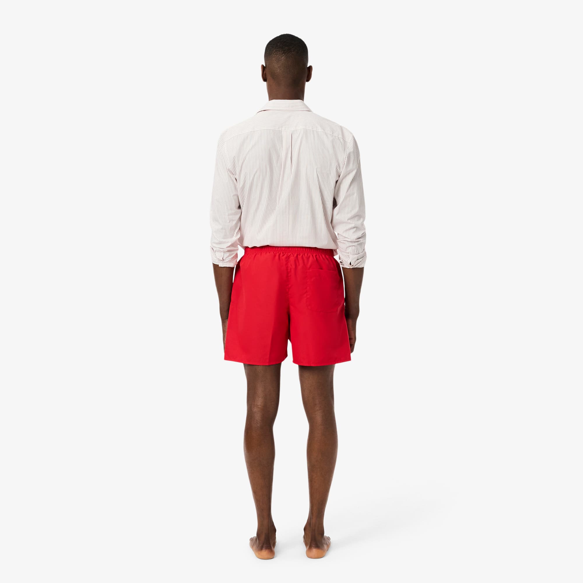 Thumbnail - Lacoste Halblange, einfarbige Badehose - Rot / Grün Size 6 - XL