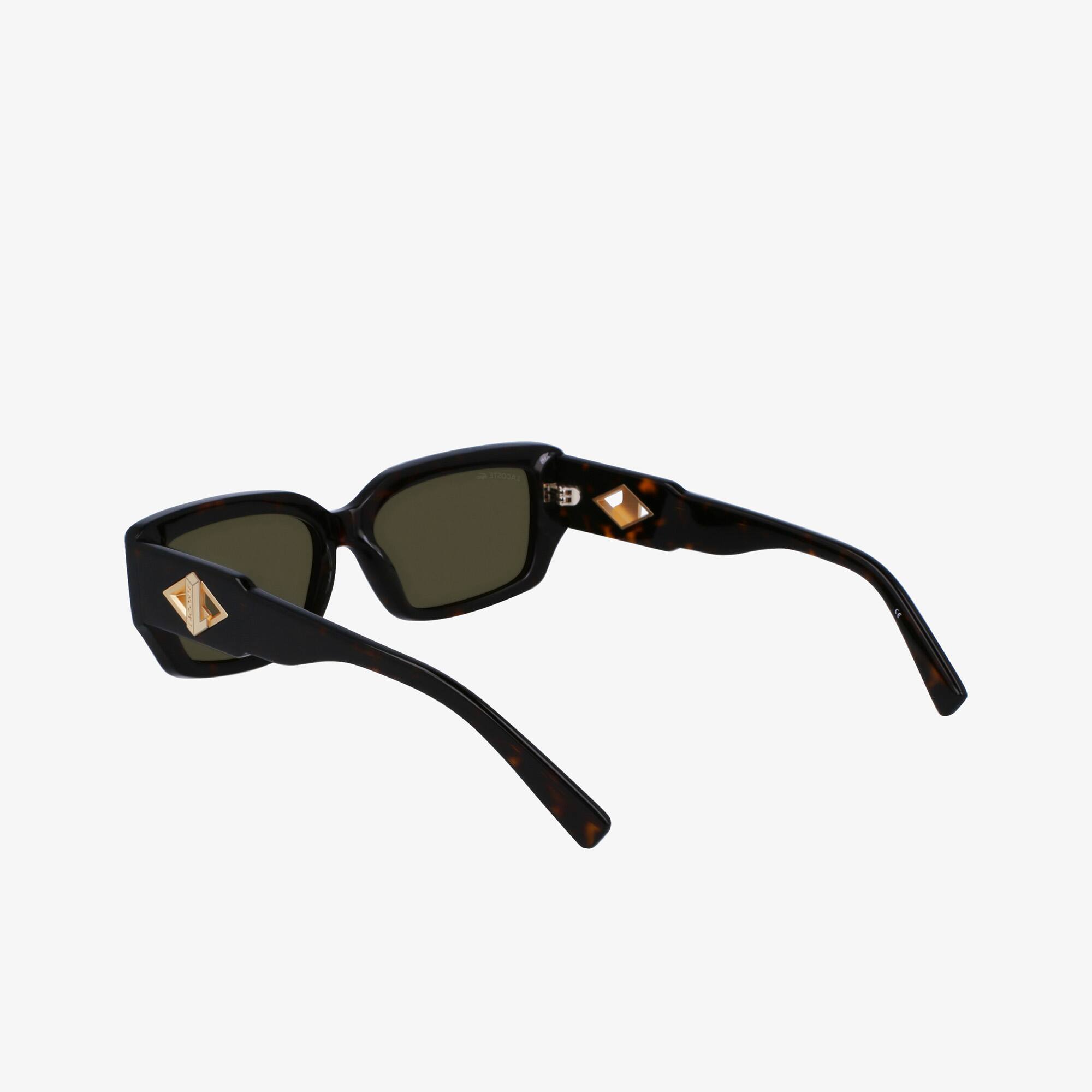 Thumbnail - Lacoste Sonnenbrille Monogram mit eckigem Acetatrahmen - Havana Brown Size One Size
