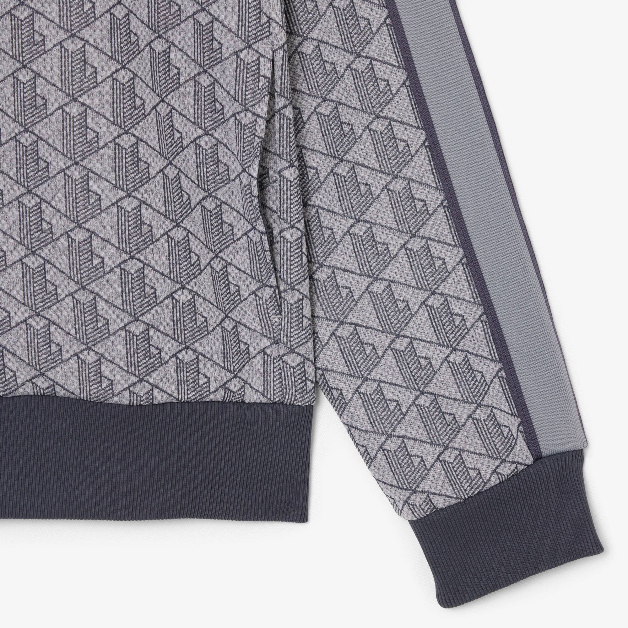 Thumbnail - Lacoste Track-Jacke Paris aus Jacquard mit Reißverschluss - Gris Clair / Gris Fonce Size L