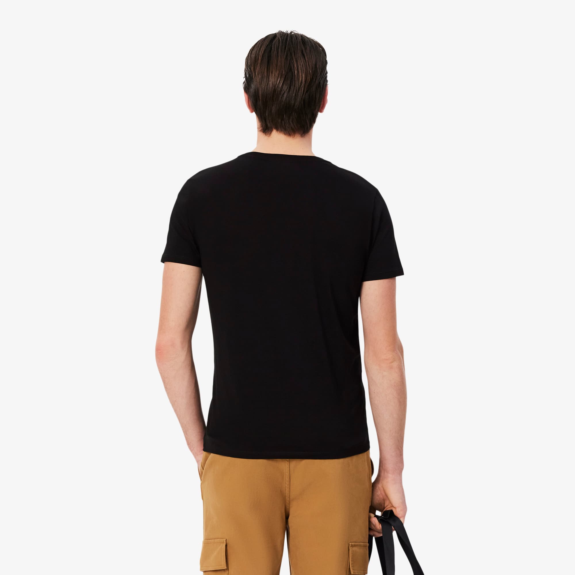 Thumbnail - Lacoste T-Shirt aus leichter Pima-Baumwolle mit V-Ausschnitt - Schwarz Size XXL