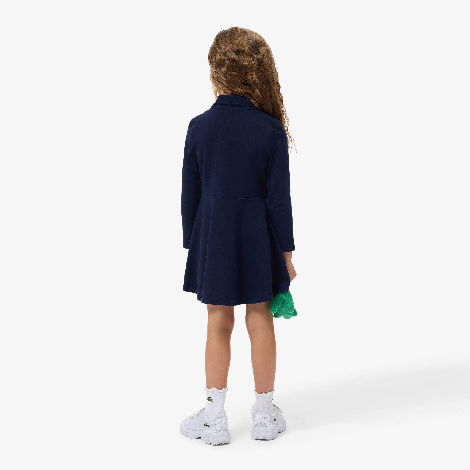 Thumbnail - Lacoste Polokleid aus Stretch-Piqué mit langen Ärmeln - Navy Blau Size 7 - 7A