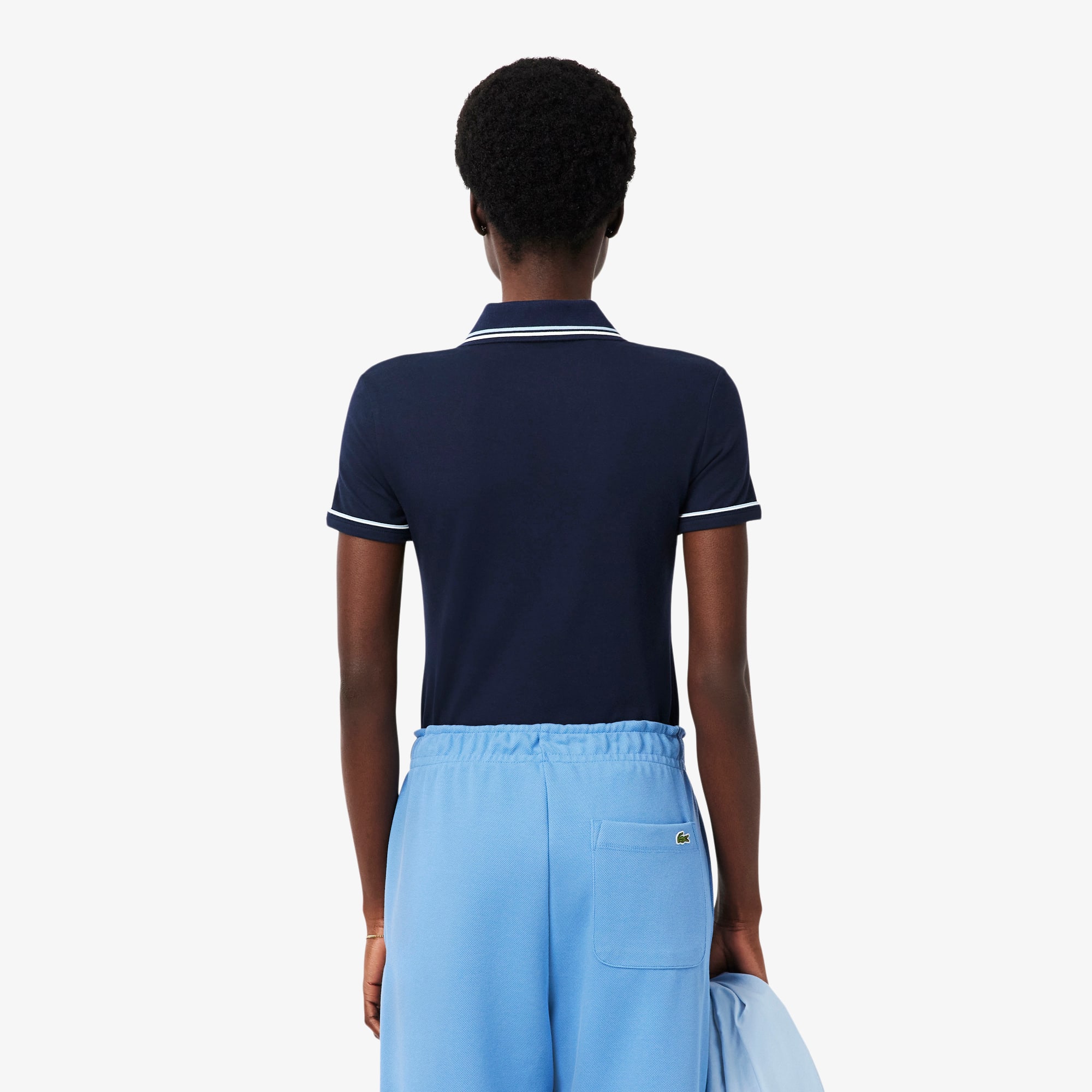 Thumbnail - Lacoste Slim Fit-Polohemd L.12.D mit Einfassung - Bleu Marine / Bleu Clair / Blanc Size 34