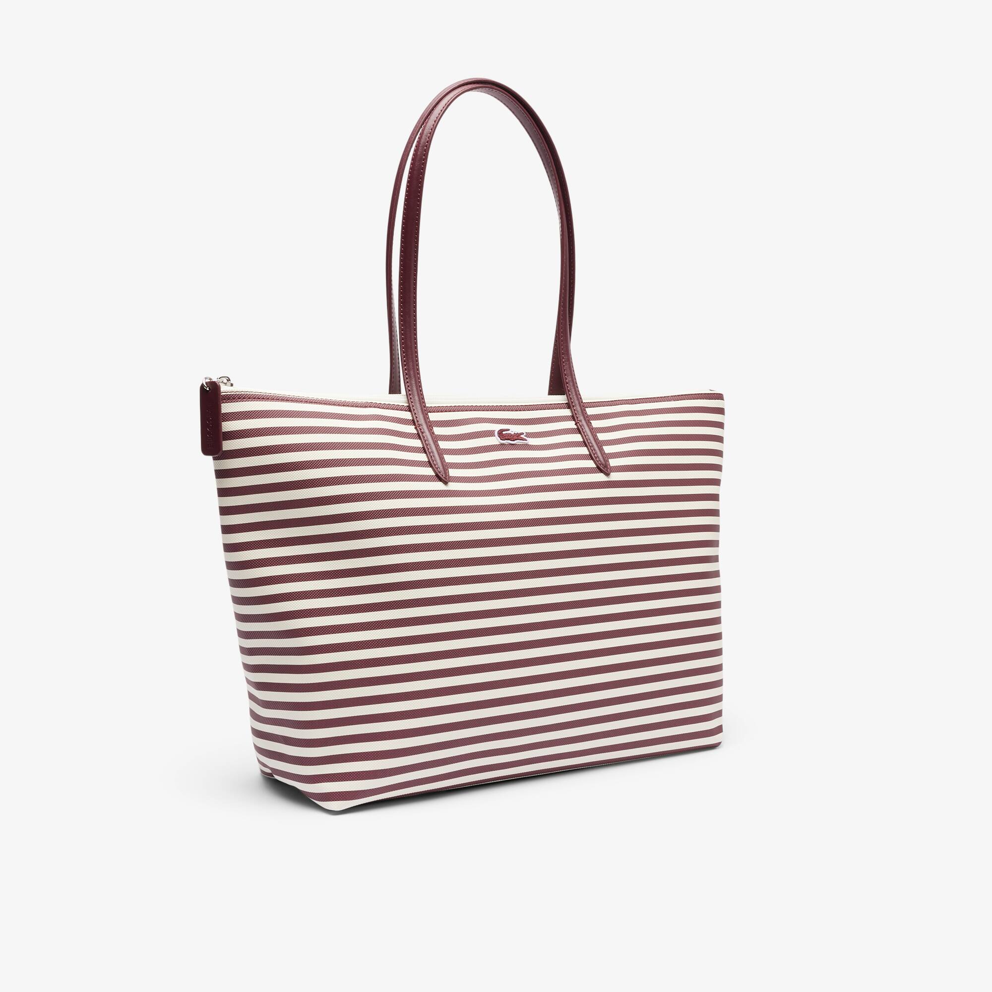 Thumbnail - Lacoste Große Tote Bag L.12.12 Concept - STRIPES EXPRESSO FARINE Size One Size