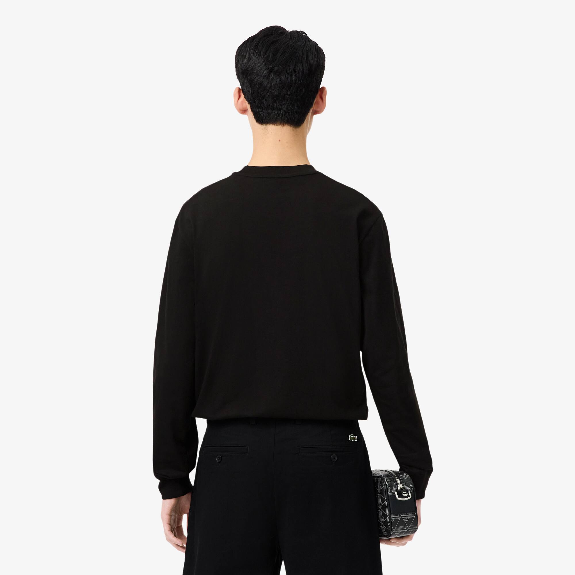 Thumbnail - Lacoste T-Shirt aus Baumwolle mit langen Ärmeln - Schwarz Size M