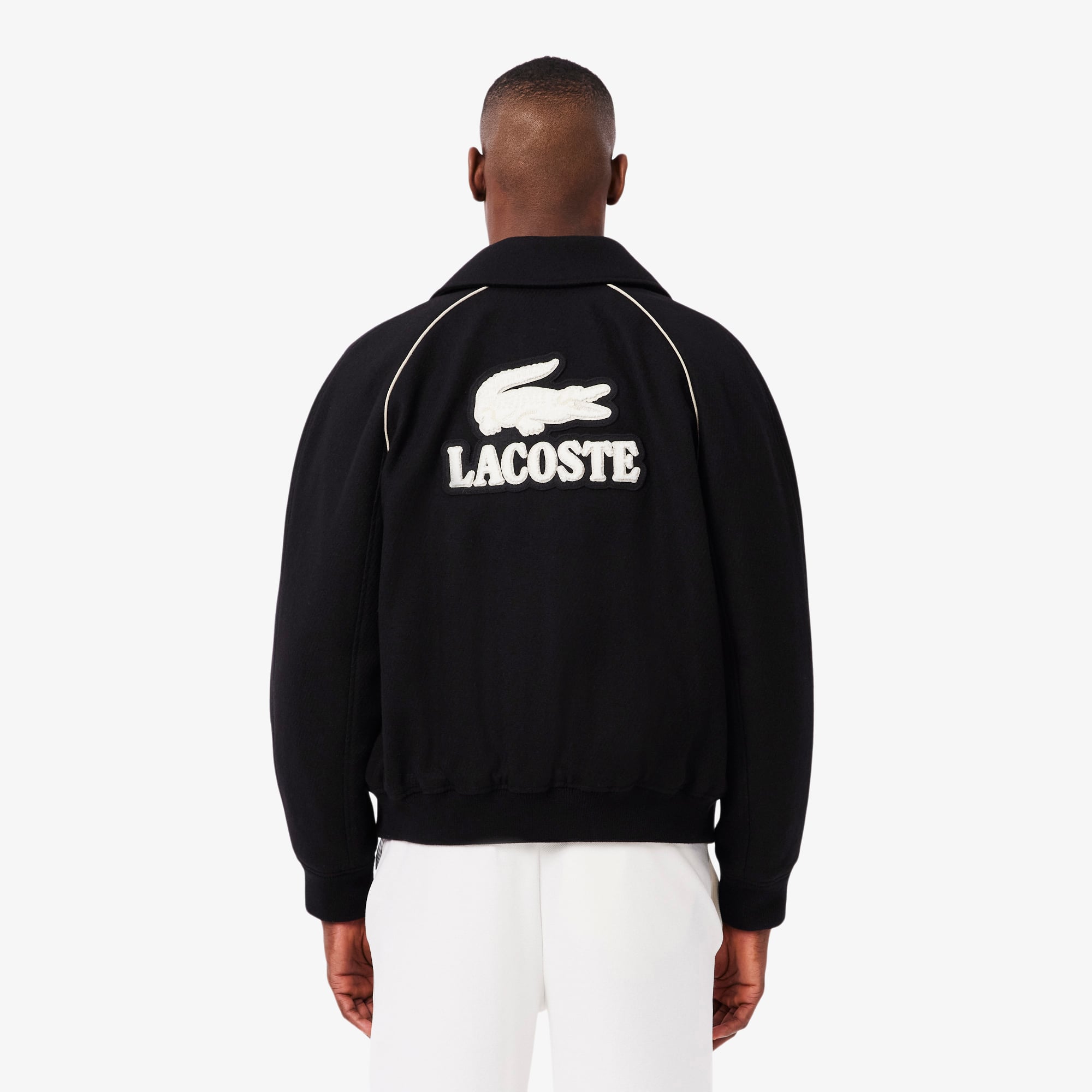 Thumbnail - Lacoste Collegejacke aus Wolle mit Akzent-Badge - Schwarz Size 56 - L-XL