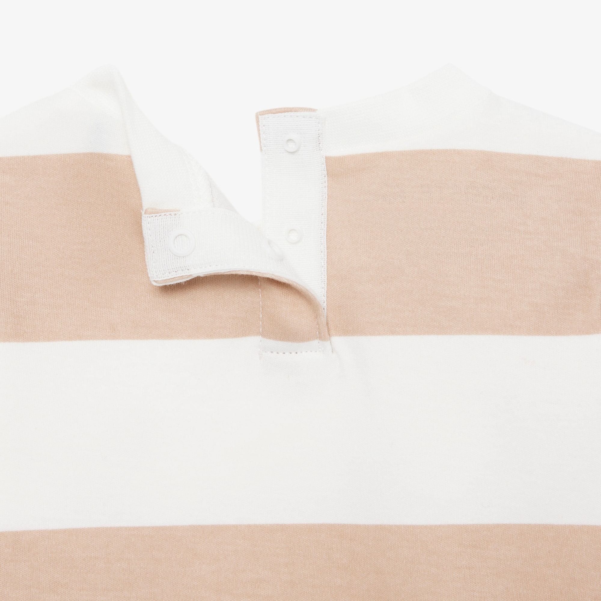 Thumbnail - Lacoste Strampler aus gestreiftem Interlock für Neugeborene - Beige Size 2 - 3M