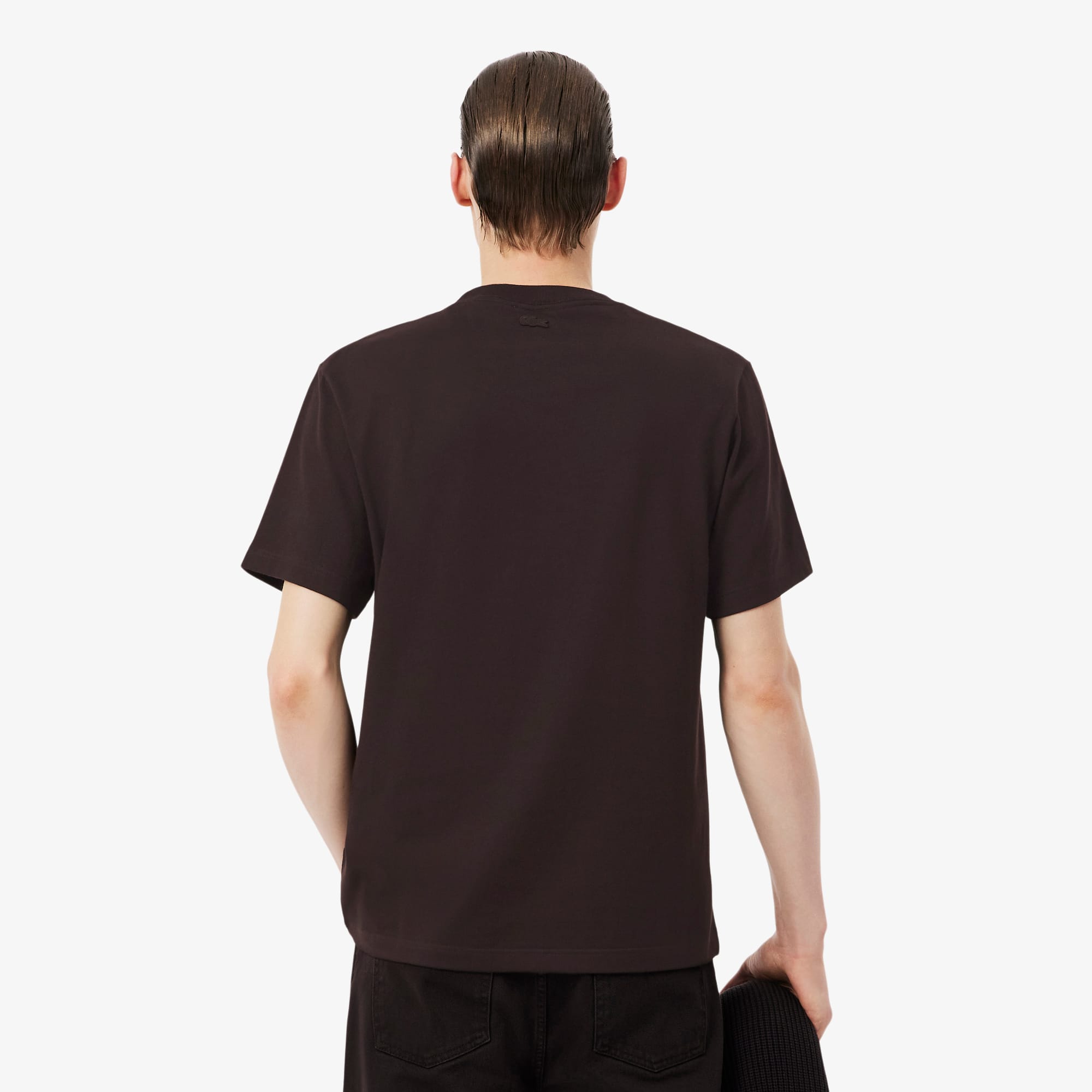 Thumbnail - Lacoste Classic Fit Heavy Badge Accent T-shirt - Braun Size L