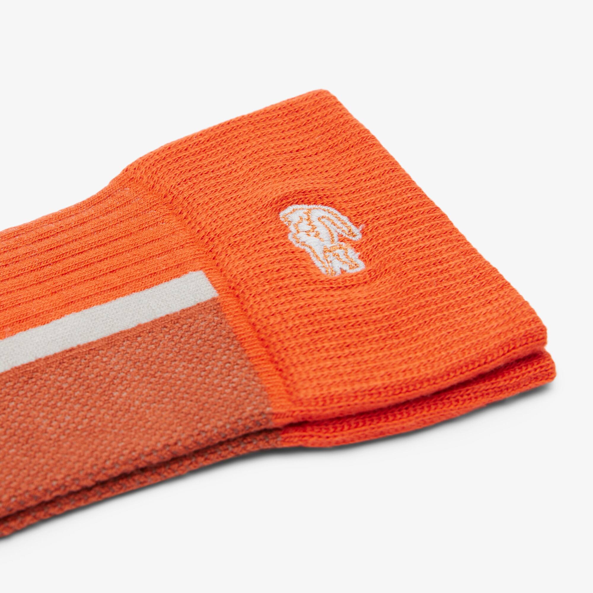 Thumbnail - Lacoste Halbhohe Baumwollsocken - Braun / Grau / Orange Size 43/46