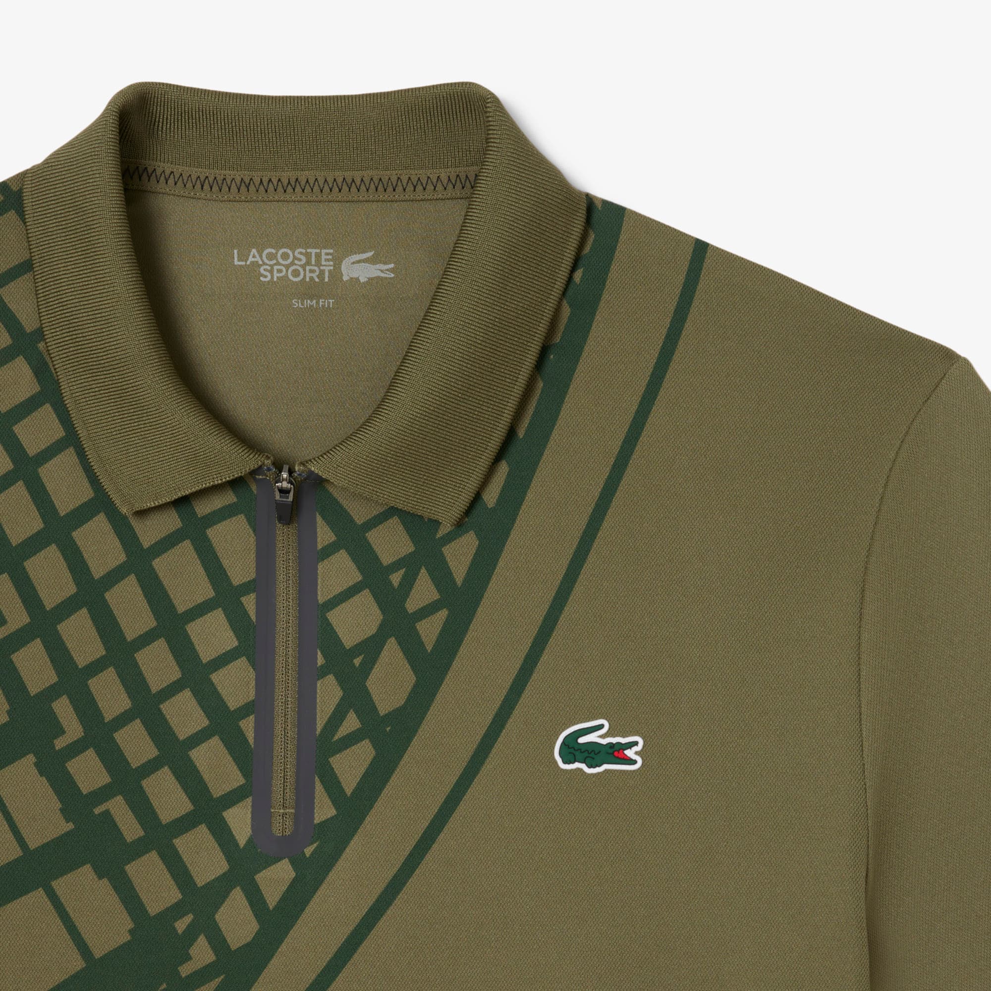 Thumbnail - Lacoste Slim Fit-Tennispolo mit Print und Ultra-Dry-Technologie - Khaki Grün Size S