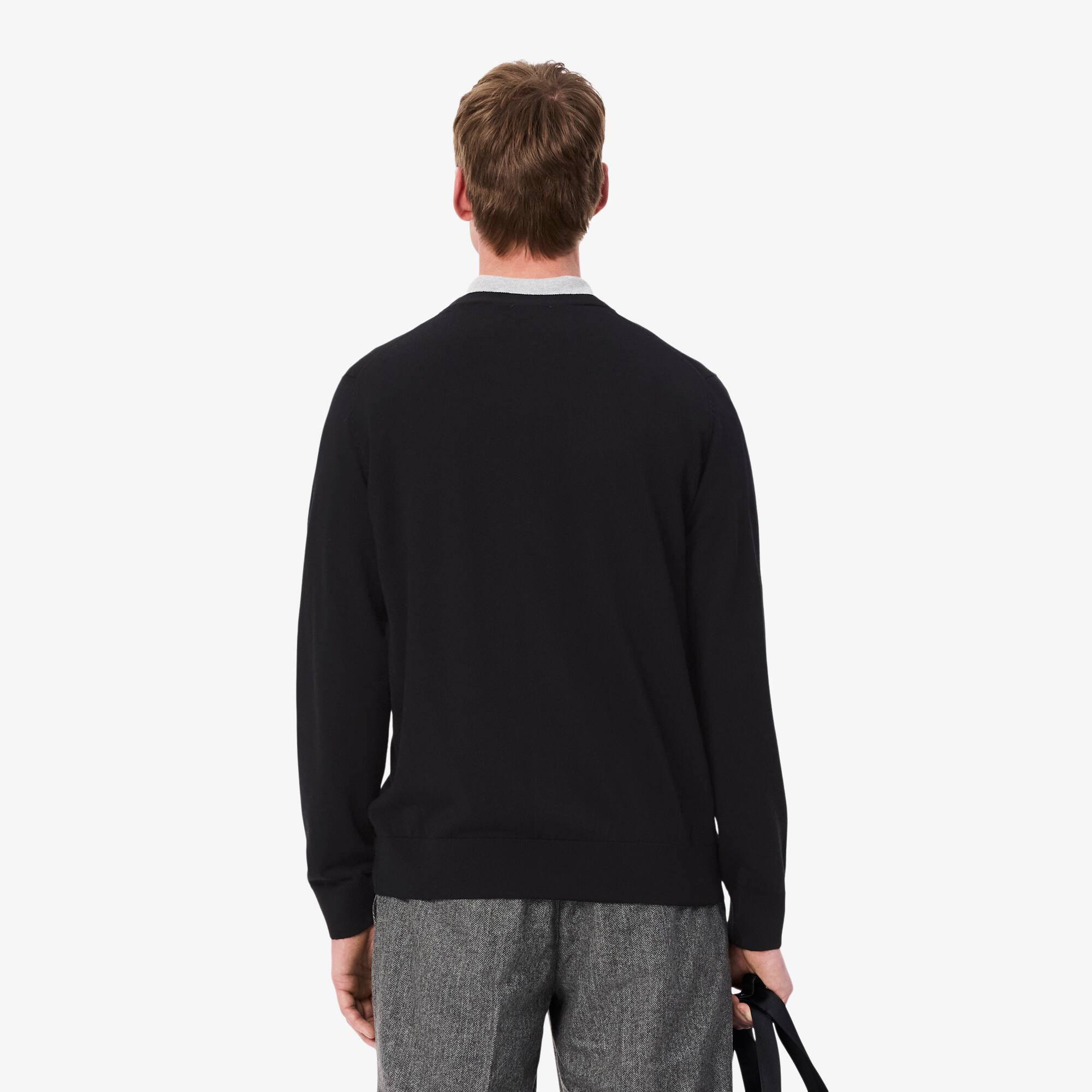 Thumbnail - Lacoste Cardigan aus Merino-Wolle - Schwarz Size 4XL