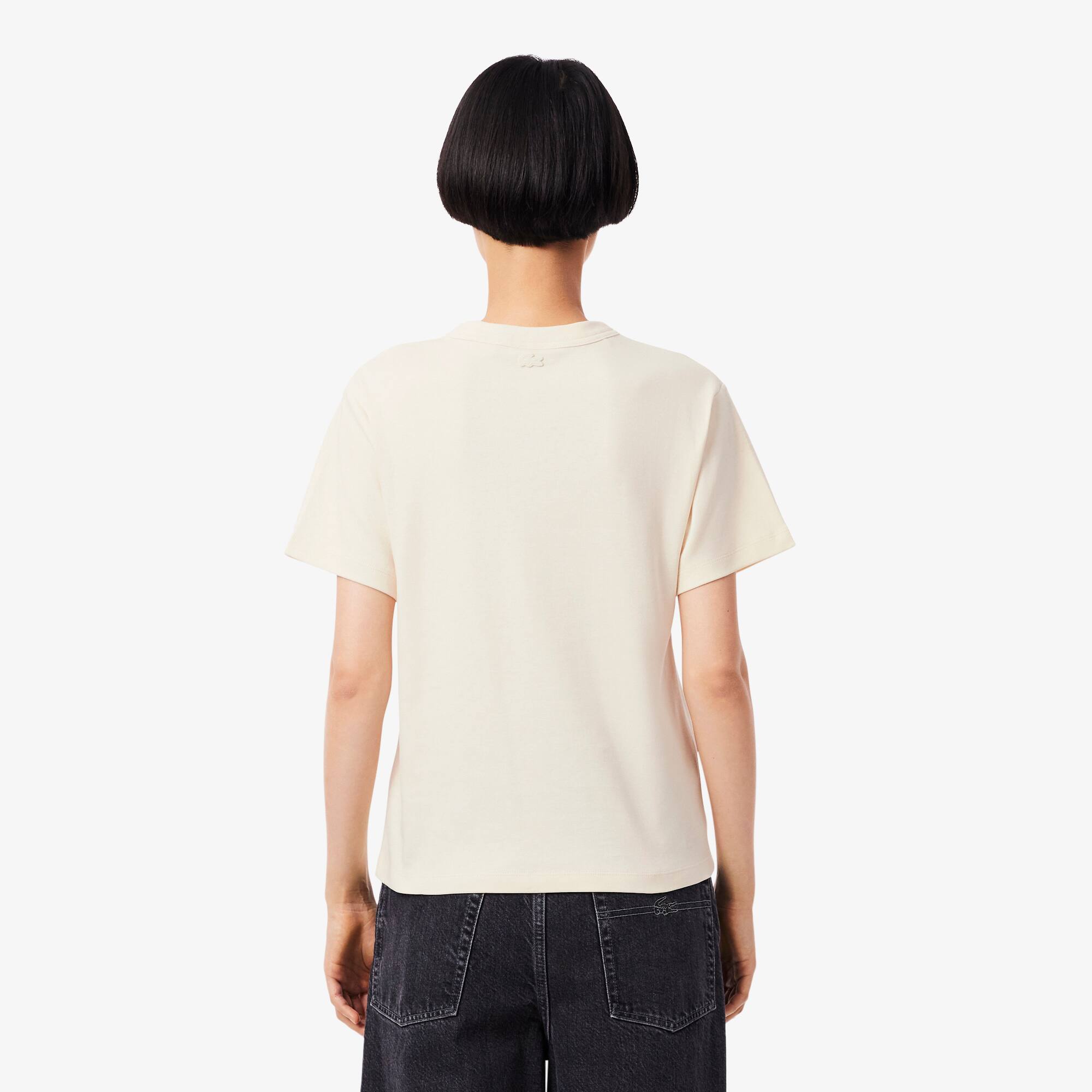 Thumbnail - Lacoste Slim Fit-T-Shirt aus Interlock mit Print - Creme Size 42