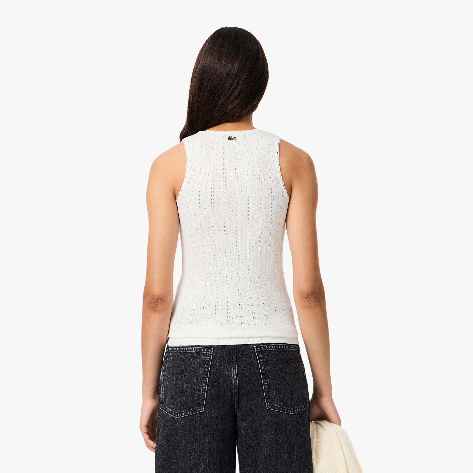 Thumbnail - Lacoste Slim Fit-Tanktop aus Pointelle-Spitze - Weiß Size 32