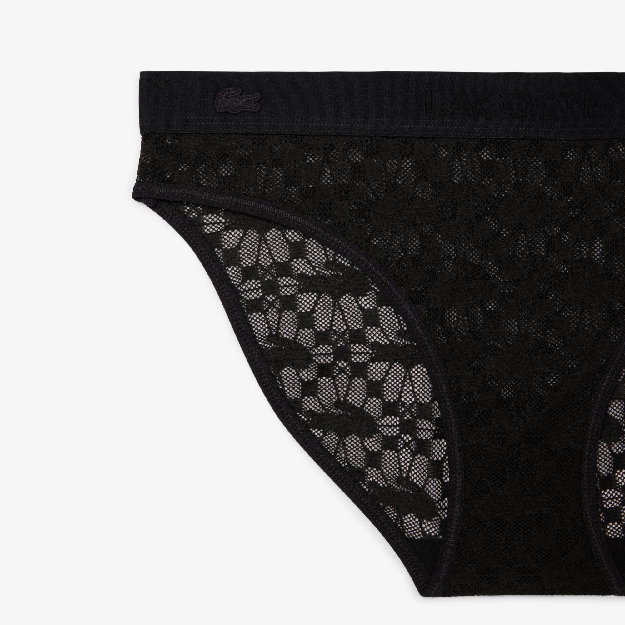 Thumbnail - Lacoste Mesh-Slip mit Logo am Bund - Schwarz Size M