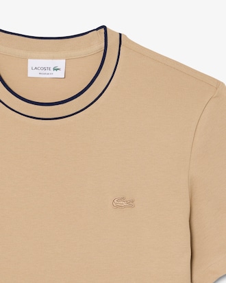 T-Shirt aus Stretch-Piqu&eacute; mit gestreiftem Kragen