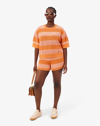 Gestreifte Shorts aus Mesh-Strick