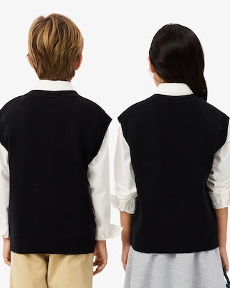 Ärmelloser Pullover aus Baumwolle und Interlock-Wolle