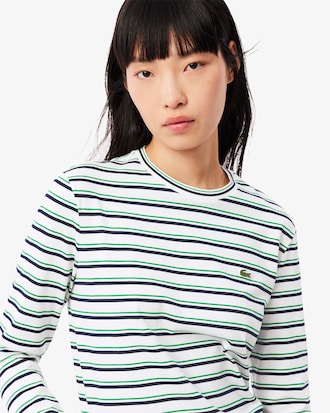 T-Shirt aus gestreifter Baumwolle mit langen Ärmeln
