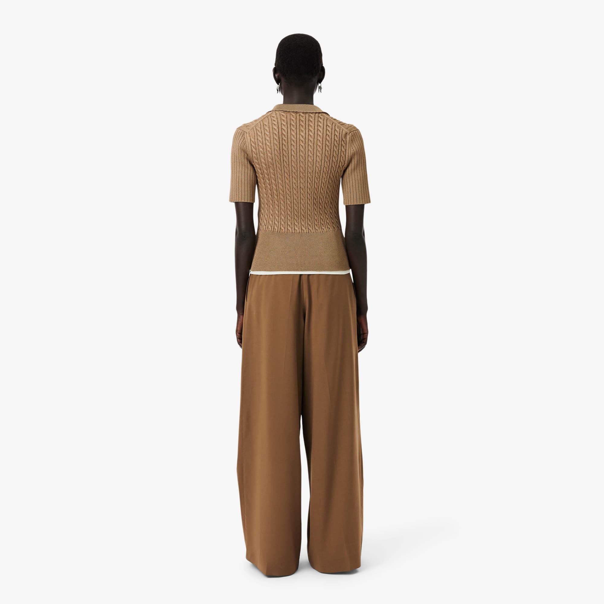 Thumbnail - Lacoste Hose Runway aus Wollgemisch mit weitem Schnitt - Marron Clair Size 40