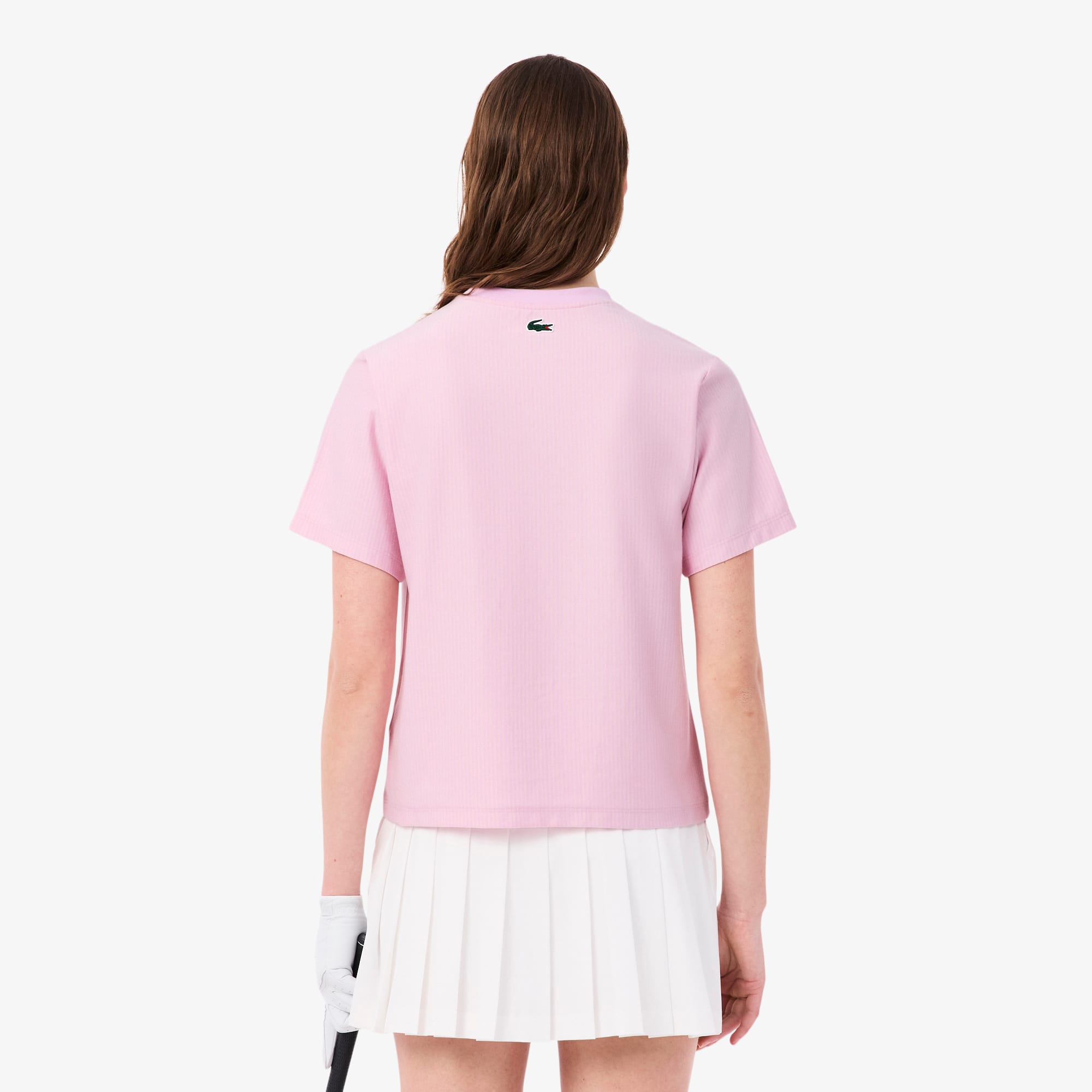 Thumbnail - Lacoste Gestreiftes Golf-T-Shirt mit Ultra-Dry-Technologie - Rose / Rose Pale Size 36