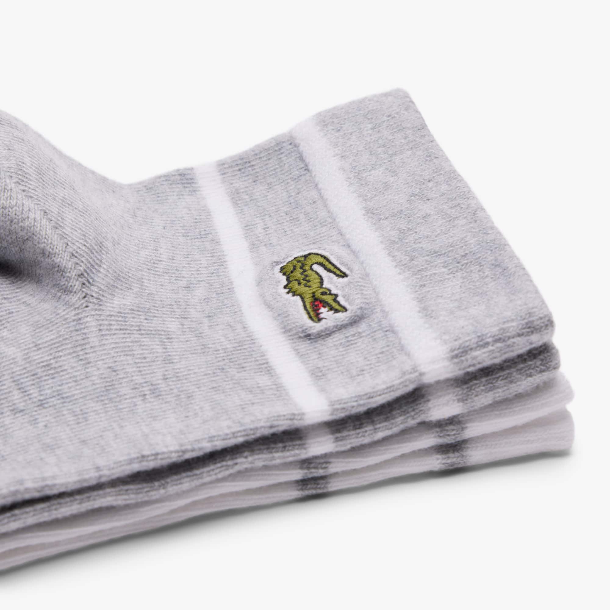 Thumbnail - Lacoste 2er-Pack gestreifte Socken - Heidekraut Grau / Weiß Size 39/42
