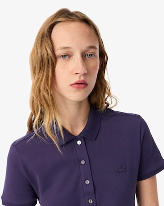 Slim Fit Damen LACOSTE Poloshirt aus Stretch-Baumwoll-Piqu&eacute;