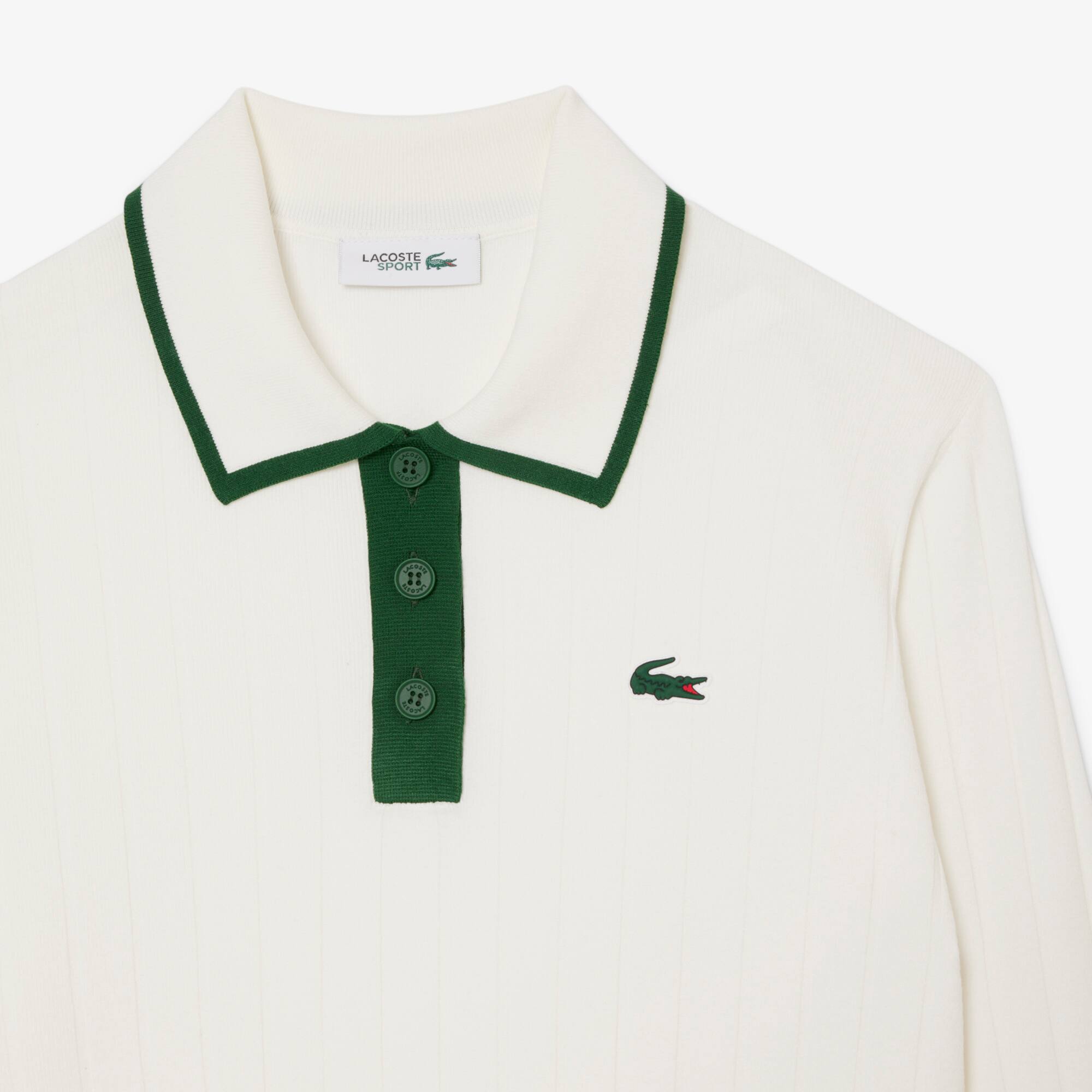 Thumbnail - Lacoste Dehnbarer Golf-Pullover mit Polokragen - Weiß / Grün Size 46