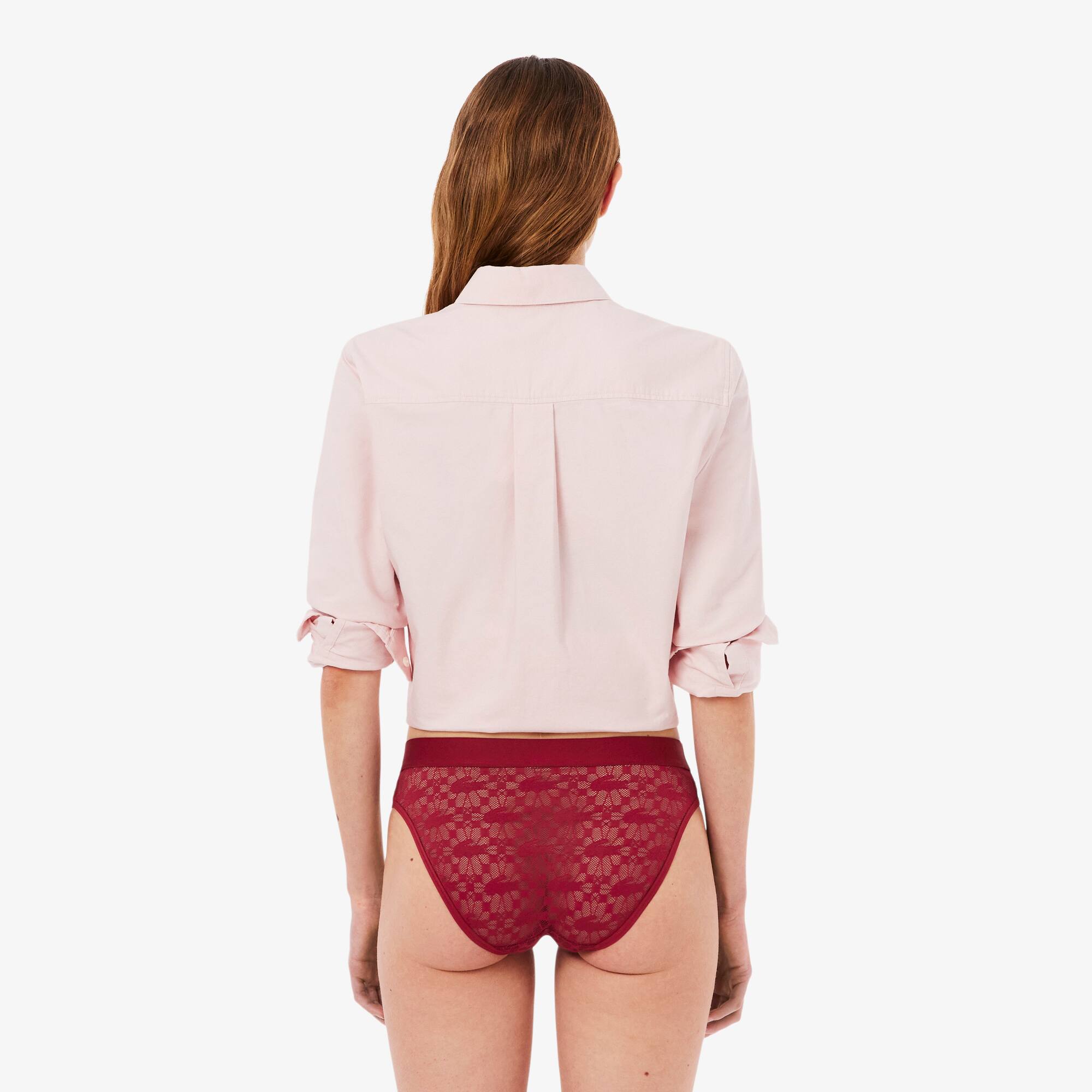 Thumbnail - Lacoste Mesh-Slip mit Logo am Bund - Burgunder Size S