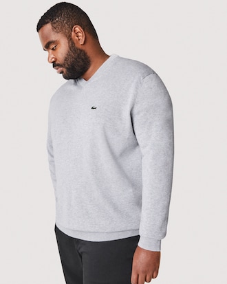 Einfarbiger Pullover aus Baumwolle mit V-Ausschnitt