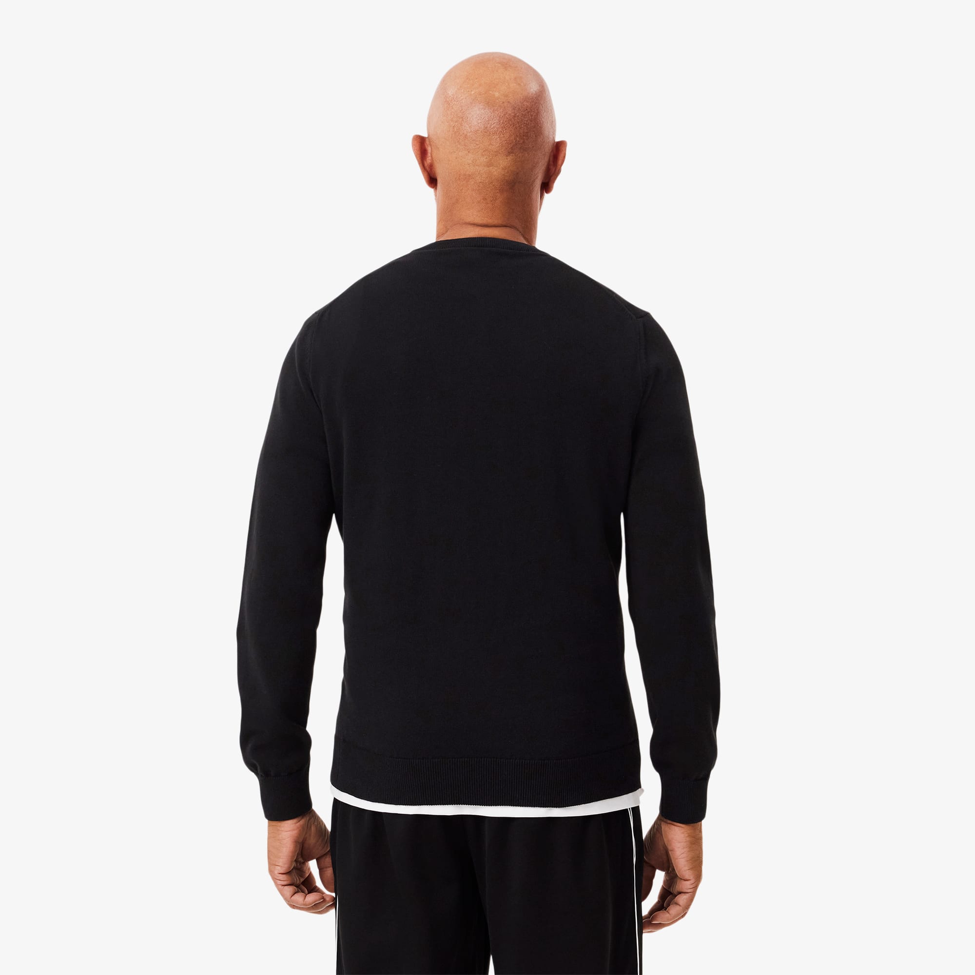 Thumbnail - Lacoste Einfarbiger Pullover aus Baumwolle mit V-Ausschnitt - Schwarz Size XS