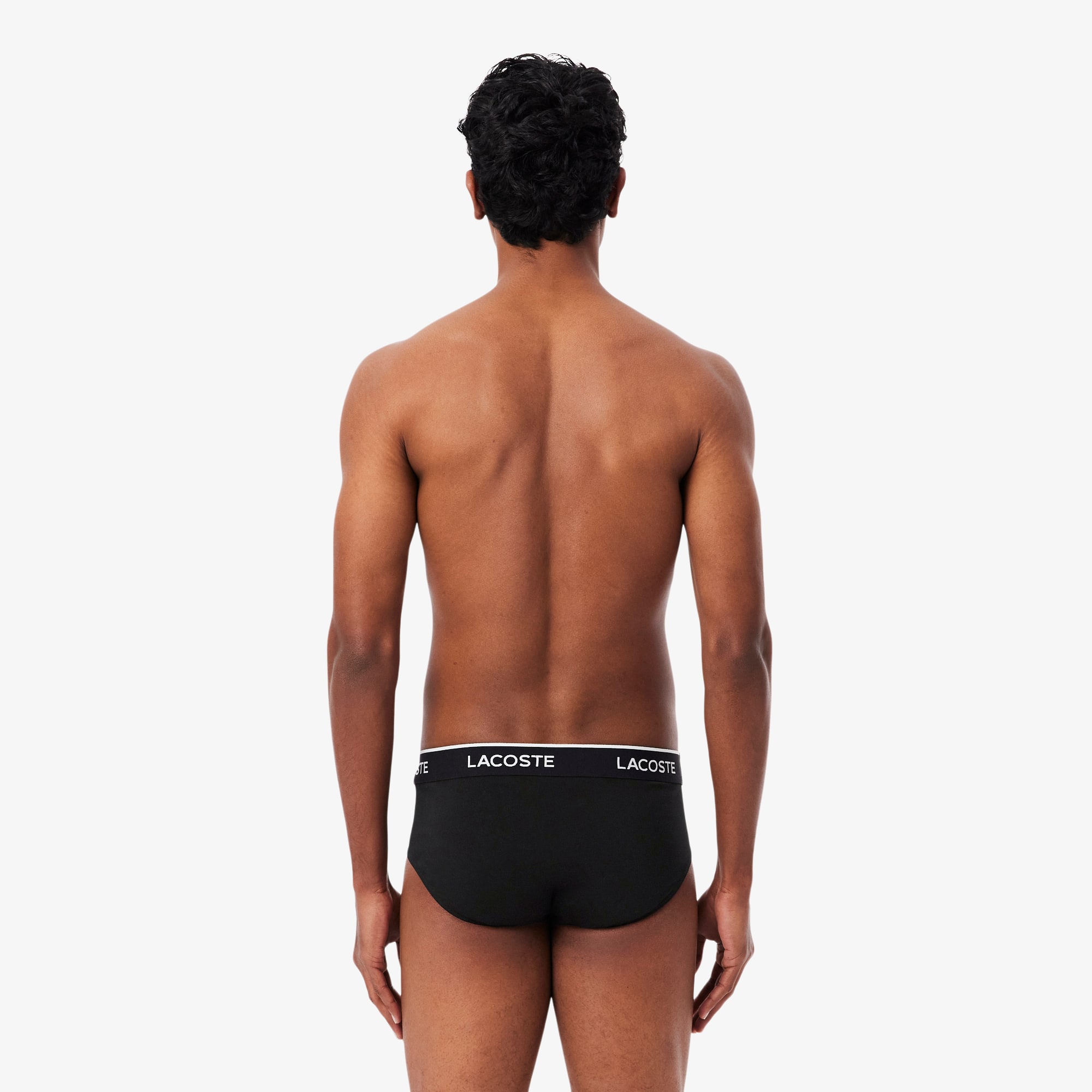 Thumbnail - Lacoste 3er-Pack Slips aus Baumwollgewebe - Schwarz / Weiß / Heidekraut Grau Size XS