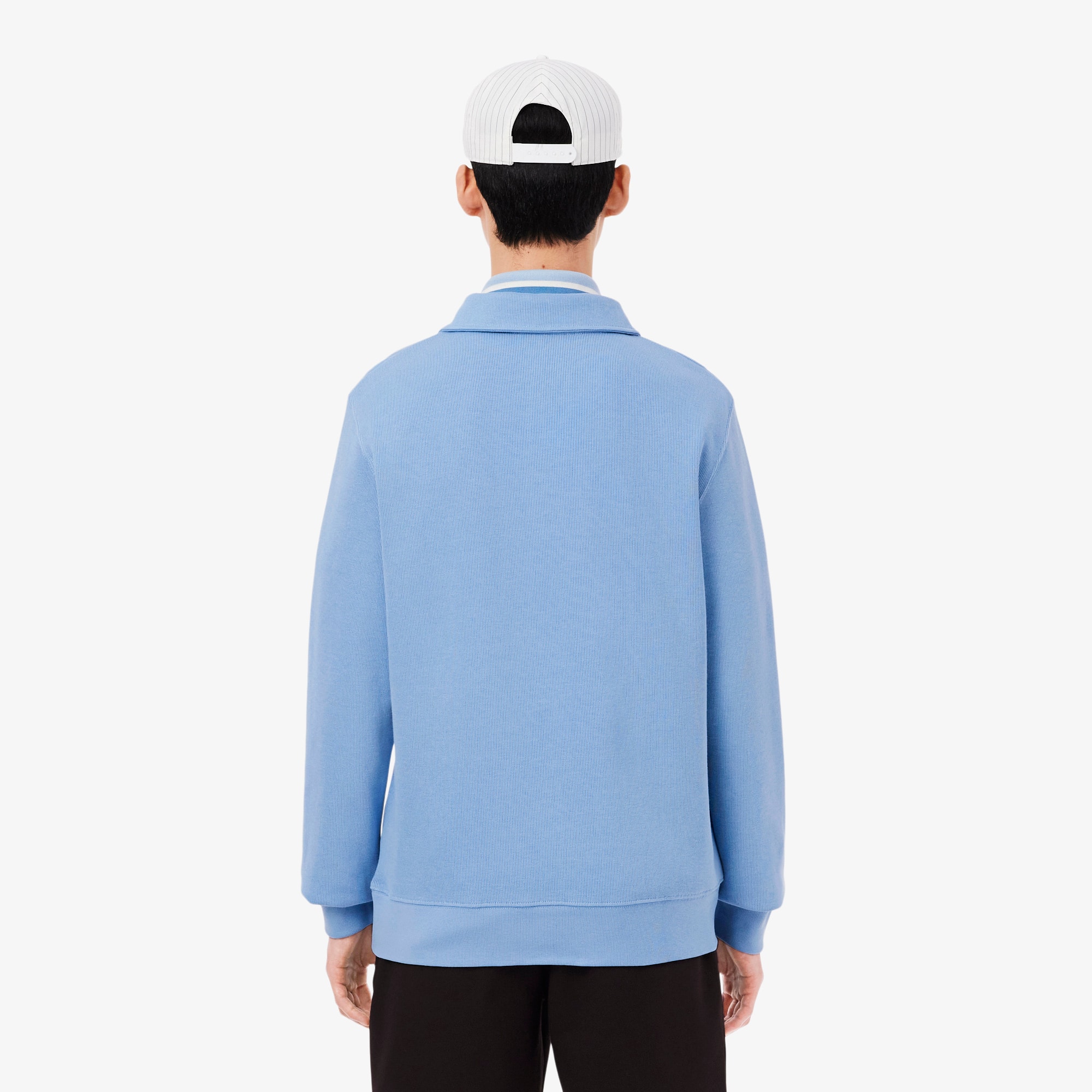 Thumbnail - Lacoste Rippstrick-Sweatshirt aus Baumwolle mit Polokragen - Hellblau Size XXL