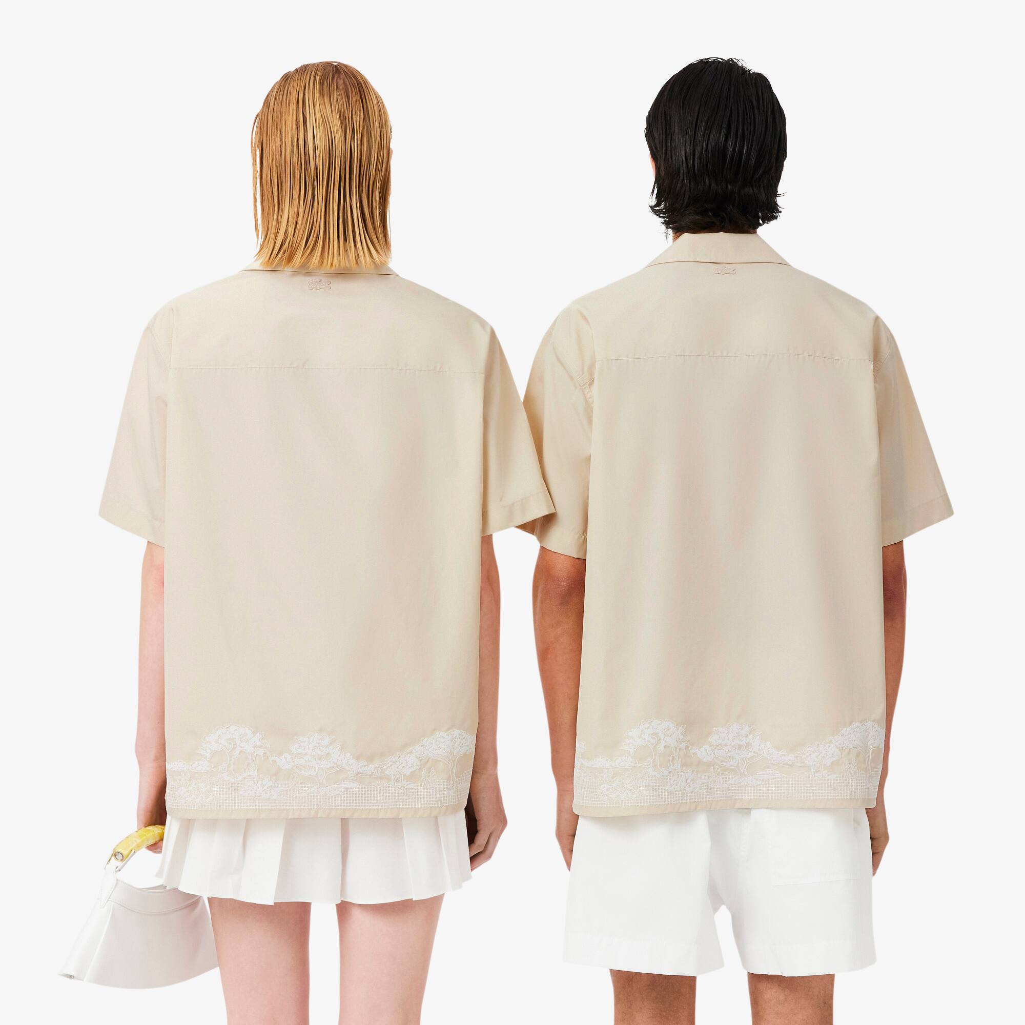 Thumbnail - Lacoste Relaxed Fit-Hemd Runway mit Stickerei - Beige / Weiß Size XS