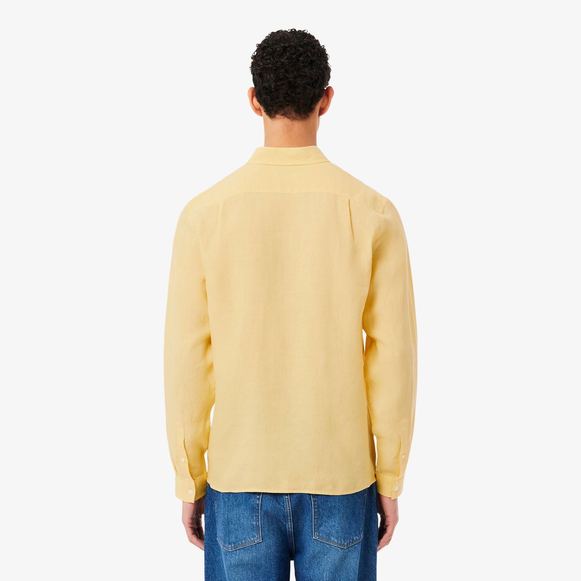 Thumbnail - Lacoste Regular Fit-Leinenhemd - Jaune Size 38