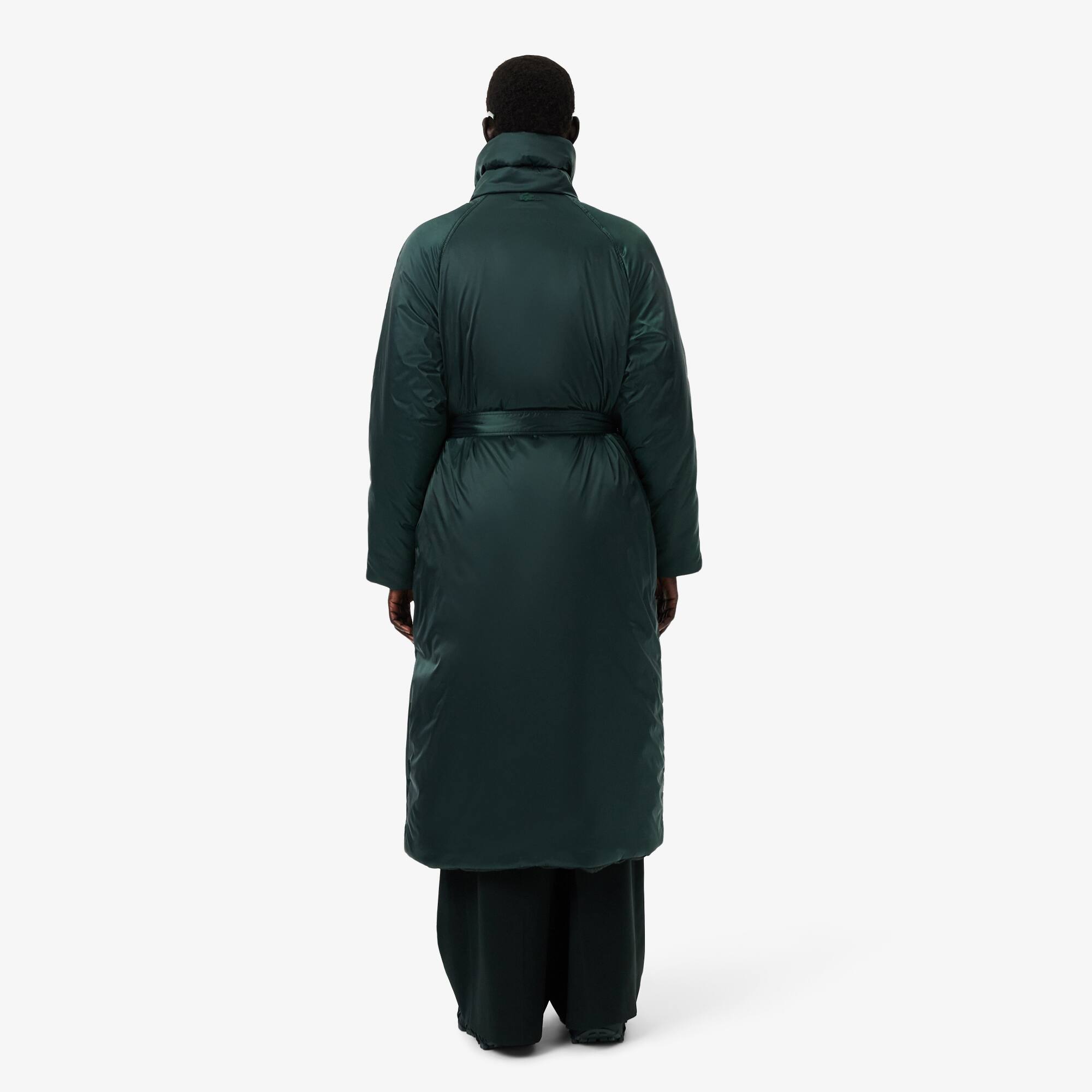 Thumbnail - Lacoste Lange, schimmernde Puffer-Jacke Runway - Vert Fonce Size 38