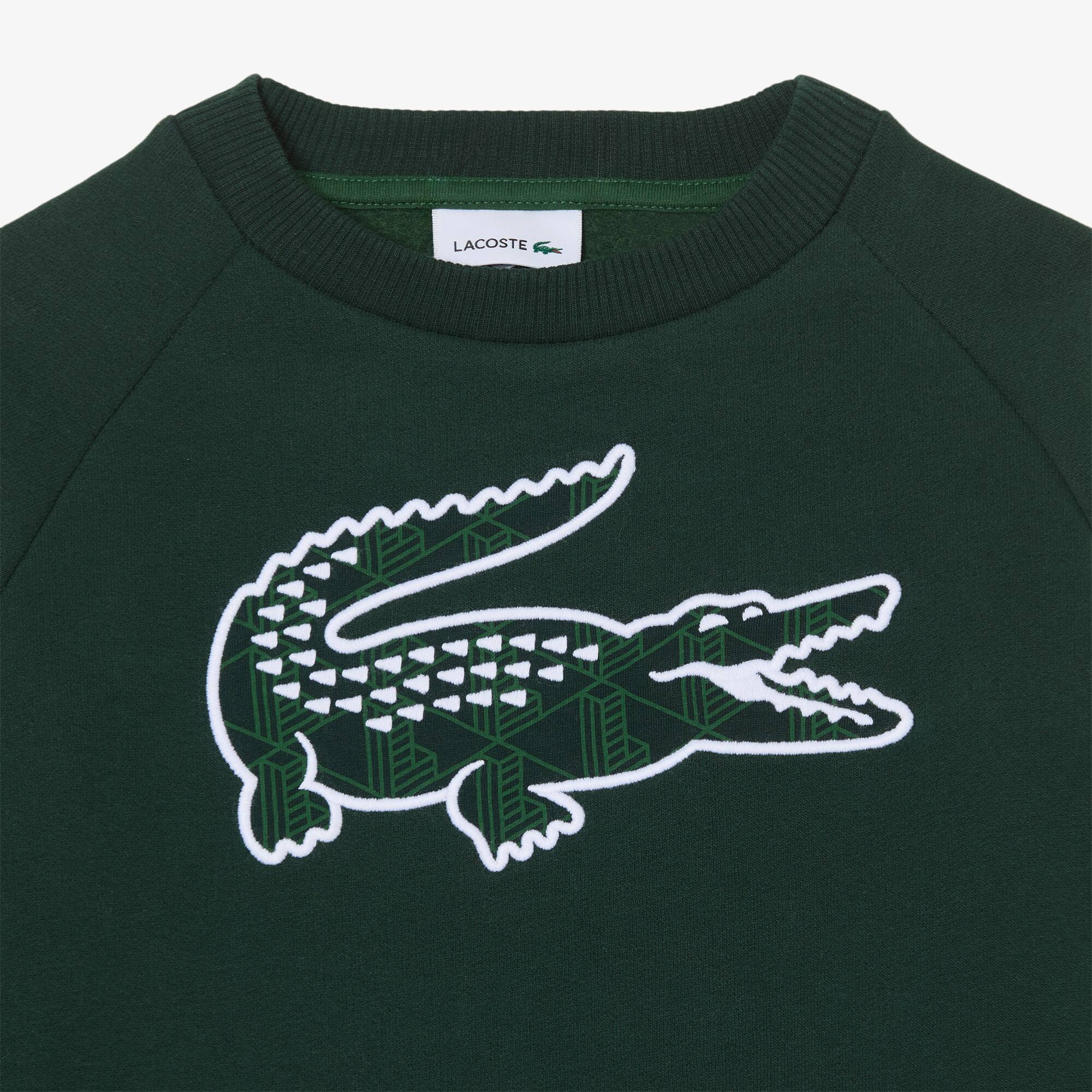 Thumbnail - Lacoste Sweatshirt aus Fleece mit Monogramm-Print - Sinople Grün Size 6 - 6A