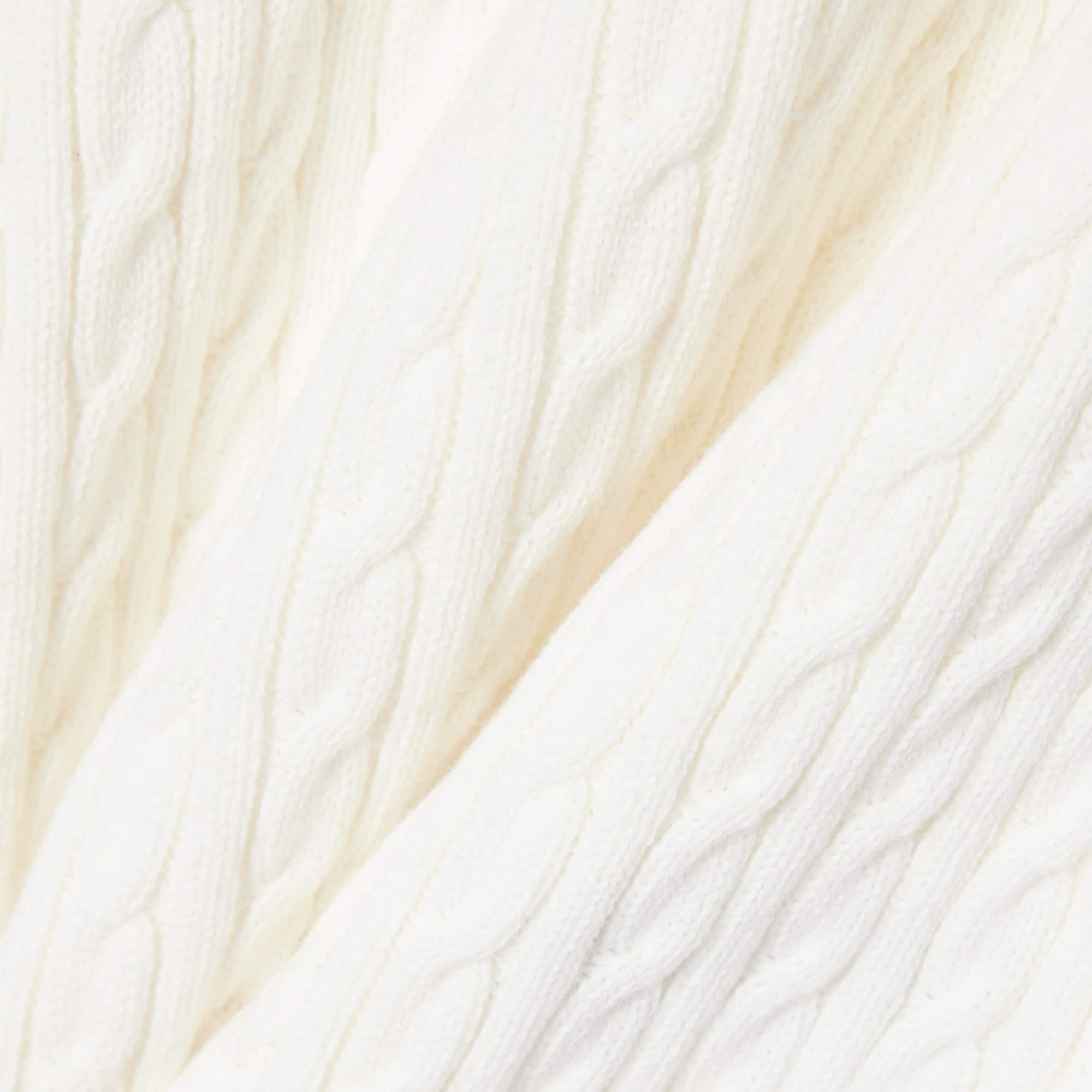 Thumbnail - Lacoste Strickpullover mit Zopfmuster und kurzen Ärmeln - Weiß Size 46